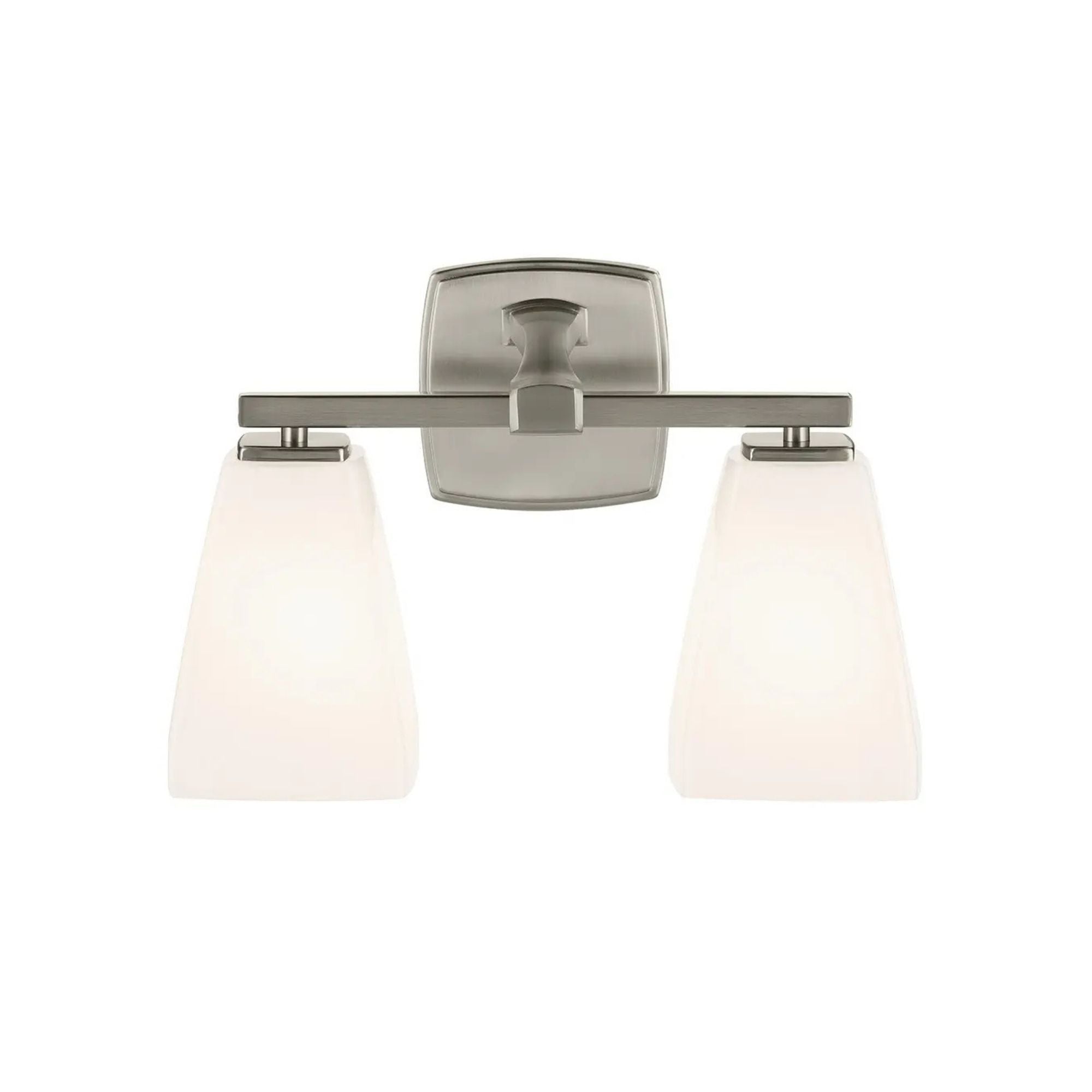Kichler Marant 14.25 in. 2-Light Vanity Light, Brushed Nickel with Glass Tapered Shade