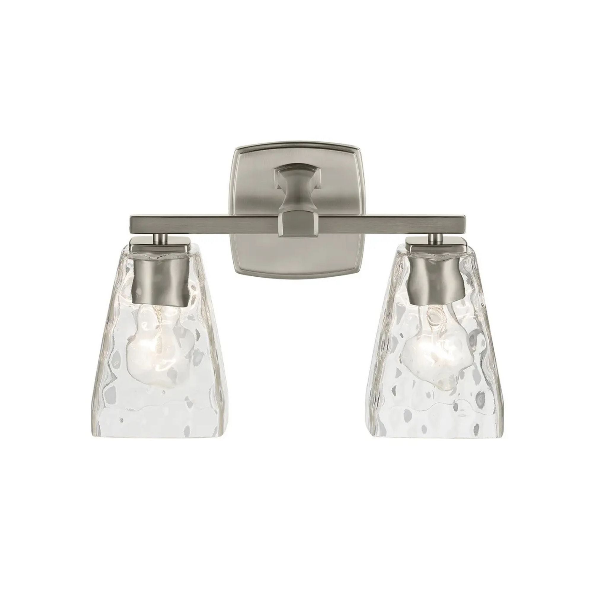 Kichler Marant 9.5 in. 2-Light Vanity Light, Brushed Nickel with Clear Water Glass Tapered Shade