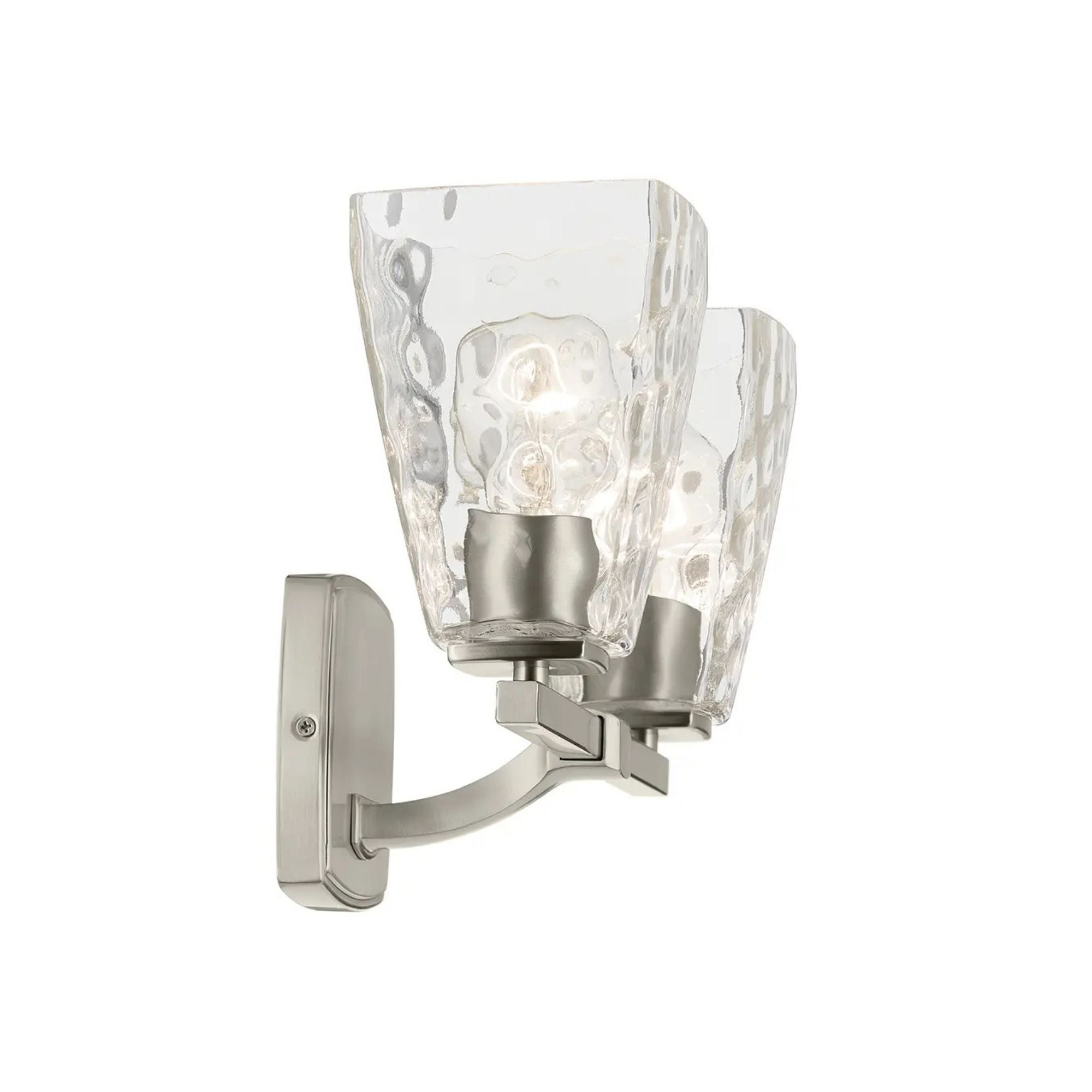 Kichler Marant 9.5 in. 2-Light Vanity Light, Brushed Nickel with Clear Water Glass Tapered Shade