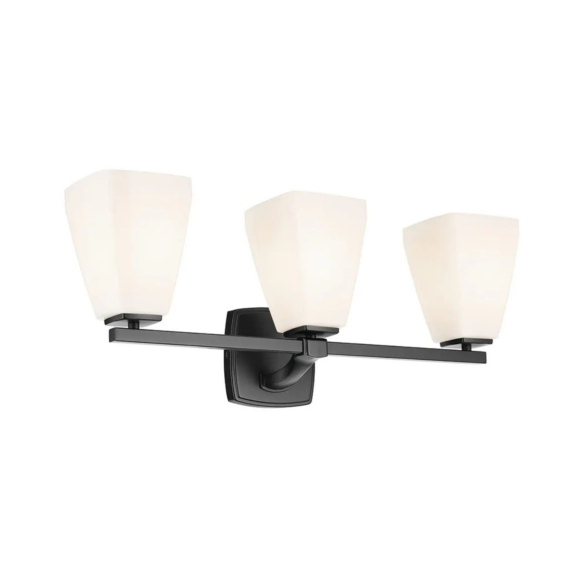 Kichler Marant 23.75 in. 3-Light Vanity Light, Black with Opal Glass Tapered Shade