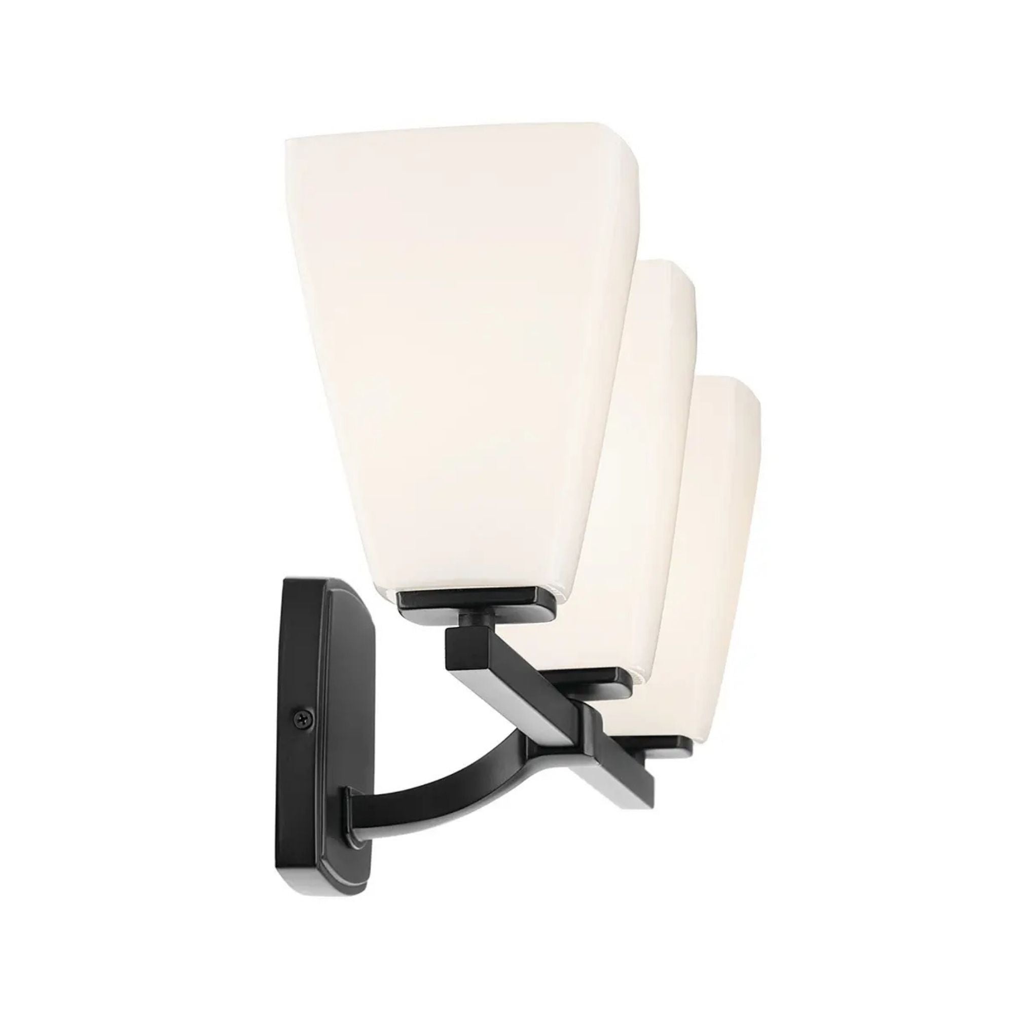 Kichler Marant 23.75 in. 3-Light Vanity Light, Black with Opal Glass Tapered Shade