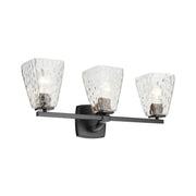Kichler Marant 23.75 in. 3-Light Vanity Light, Black with Clear Water Glass Tapered Shade