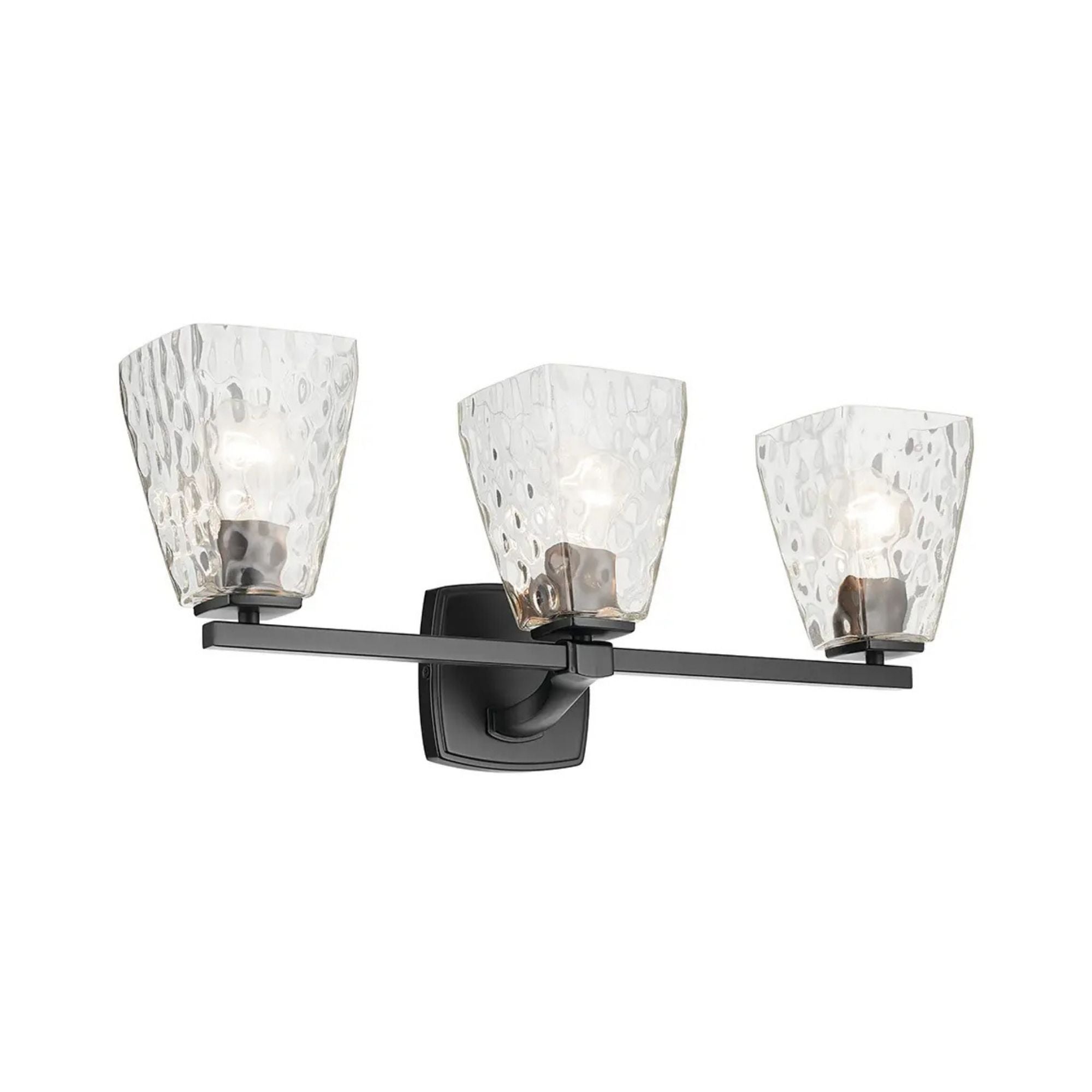 Kichler Marant 23.75 in. 3-Light Vanity Light, Black with Clear Water Glass Tapered Shade