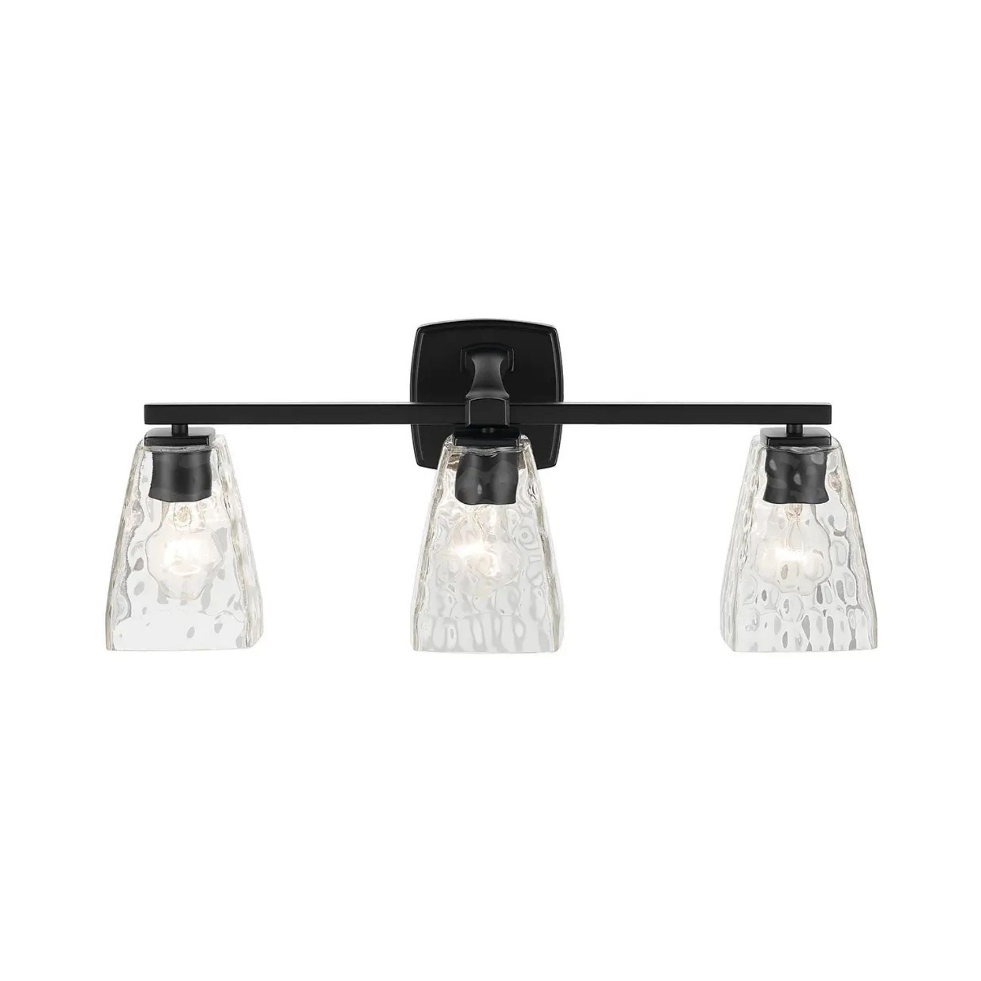 Kichler Marant 23.75 in. 3-Light Vanity Light, Black with Clear Water Glass Tapered Shade