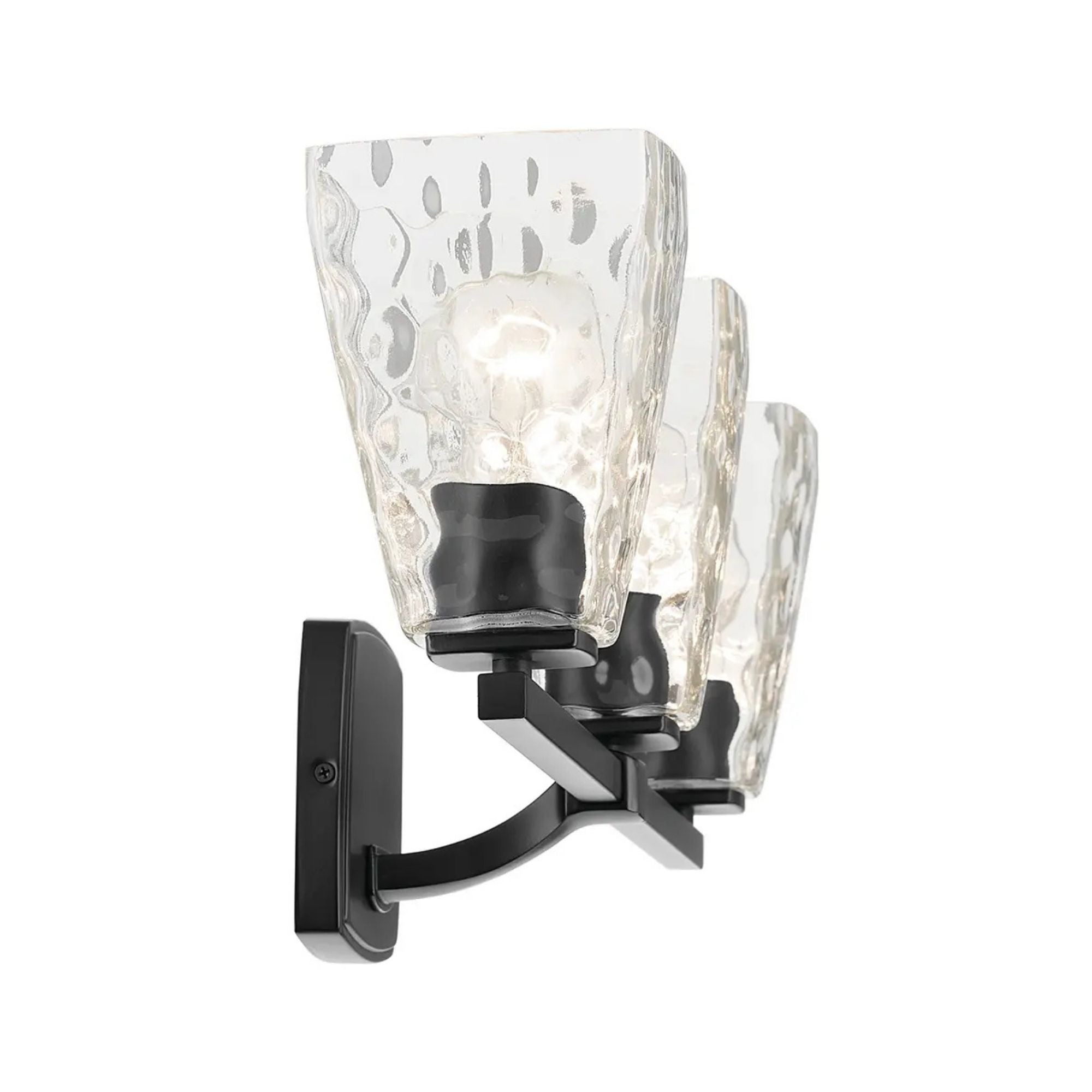 Kichler Marant 23.75 in. 3-Light Vanity Light, Black with Clear Water Glass Tapered Shade
