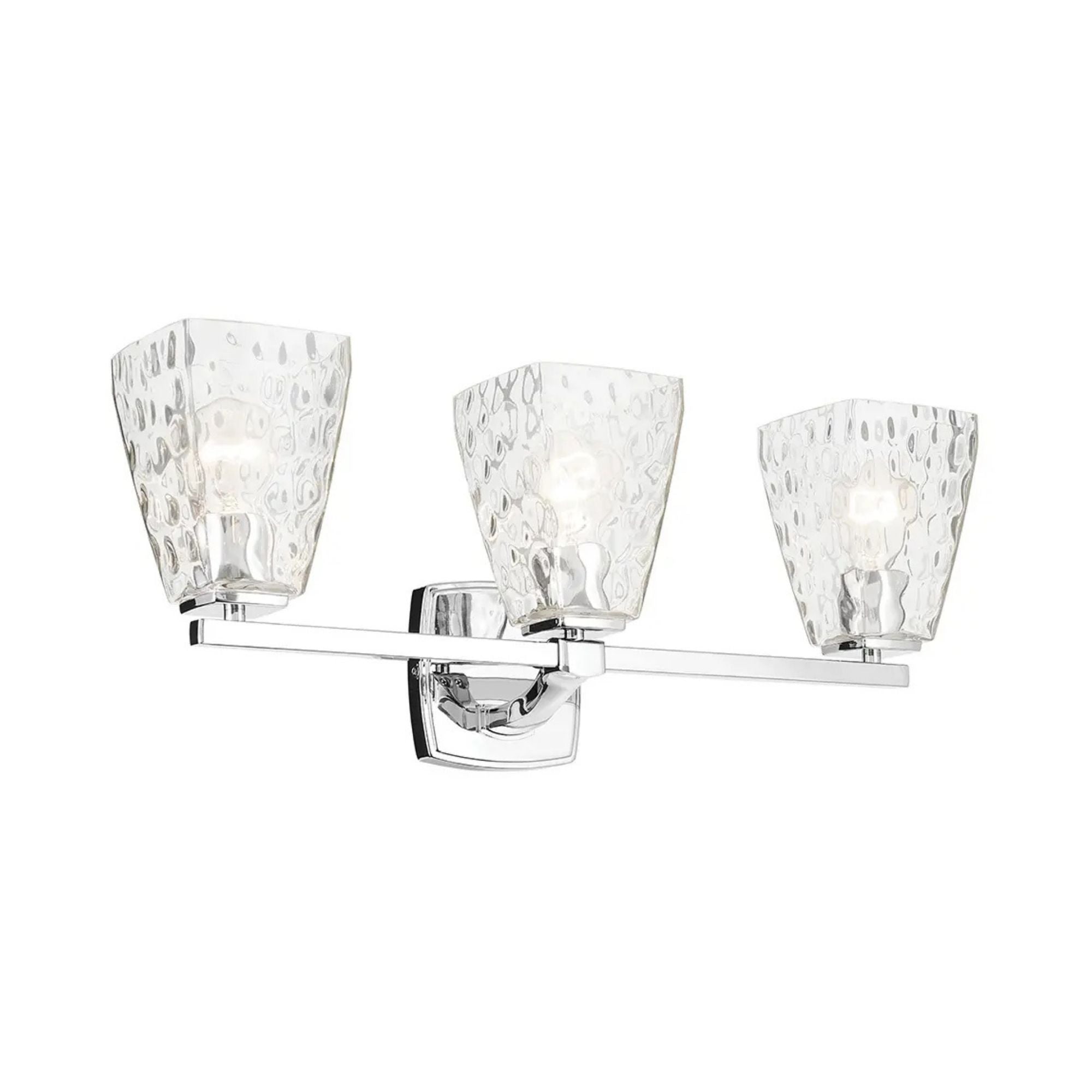 Kichler Marant 23.75 in. 3-Light Vanity Light, Chrome with Clear Water Glass Tapered Shade