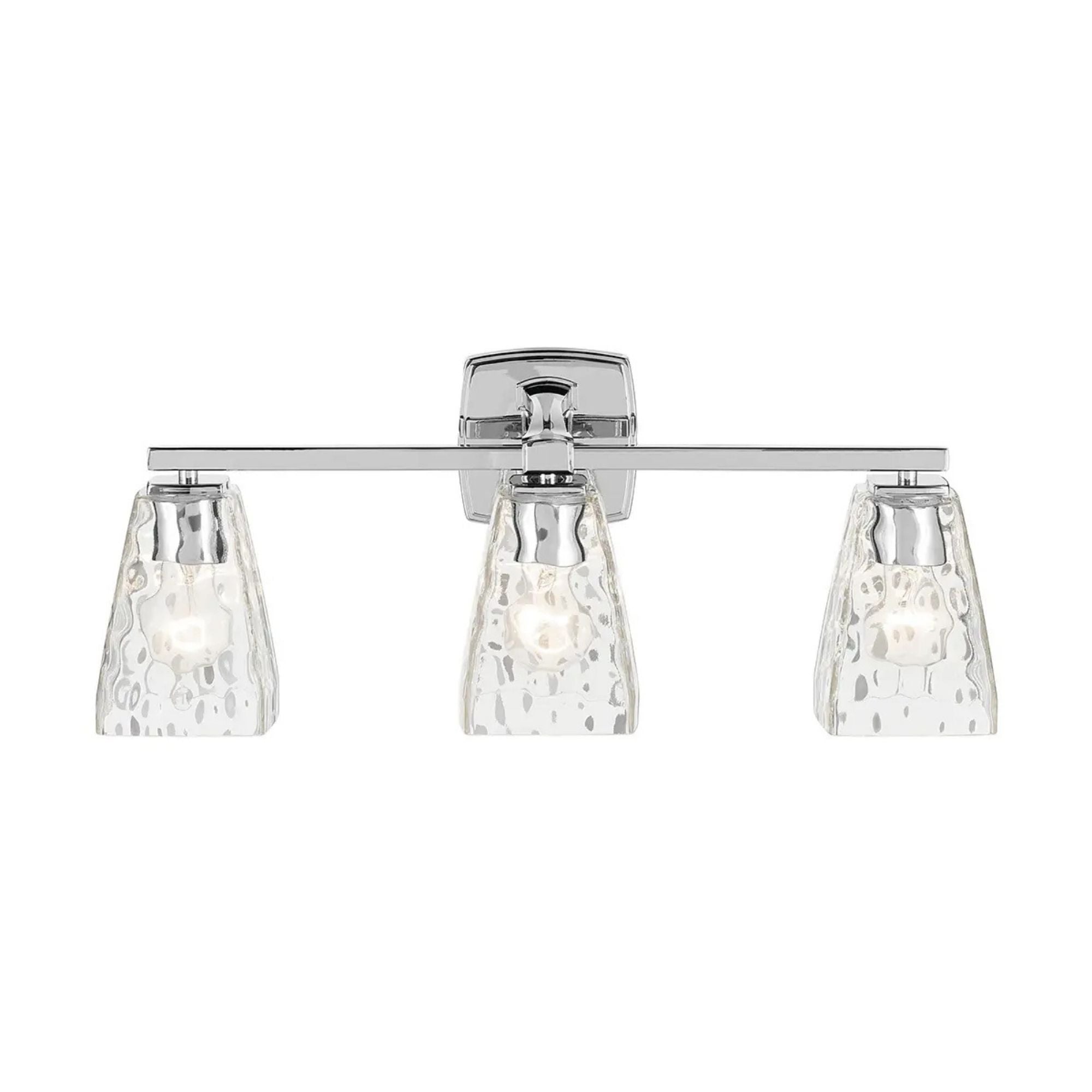 Kichler Marant 23.75 in. 3-Light Vanity Light, Chrome with Clear Water Glass Tapered Shade