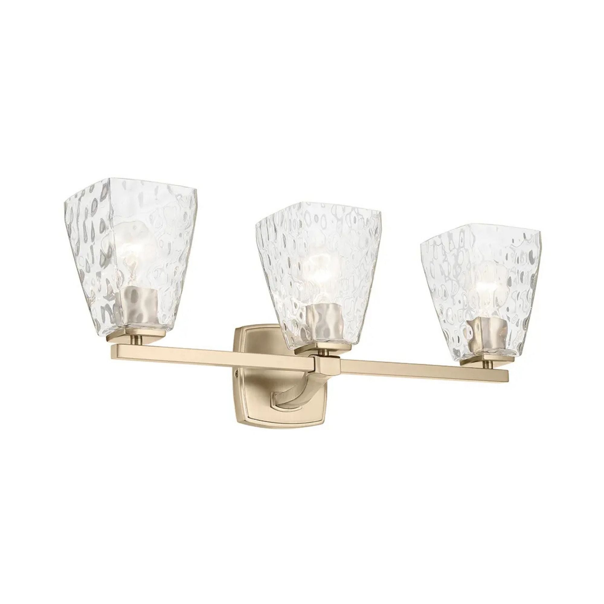 Kichler Marant 23.75 in. 3-Light Vanity Light, Champagne Bronze with Clear Water Glass Tapered Shade