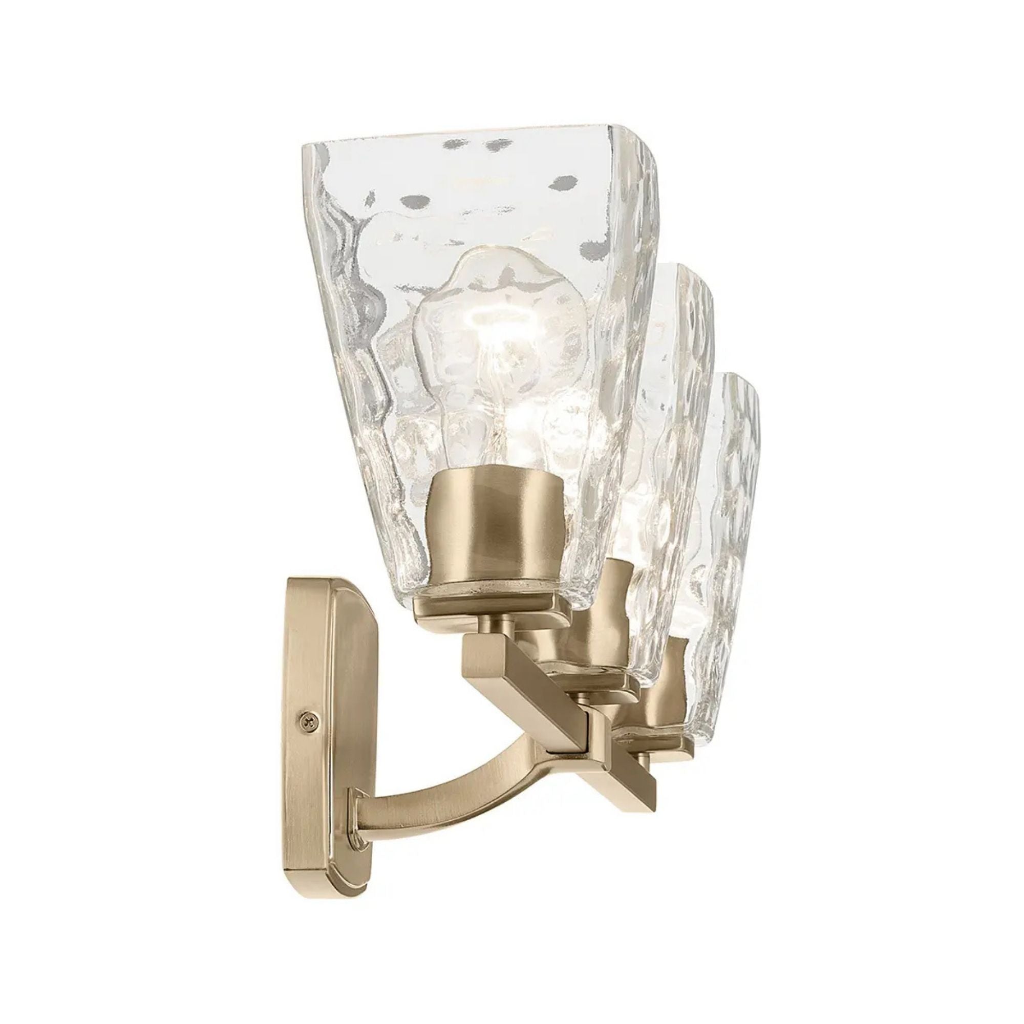 Kichler Marant 23.75 in. 3-Light Vanity Light, Champagne Bronze with Clear Water Glass Tapered Shade