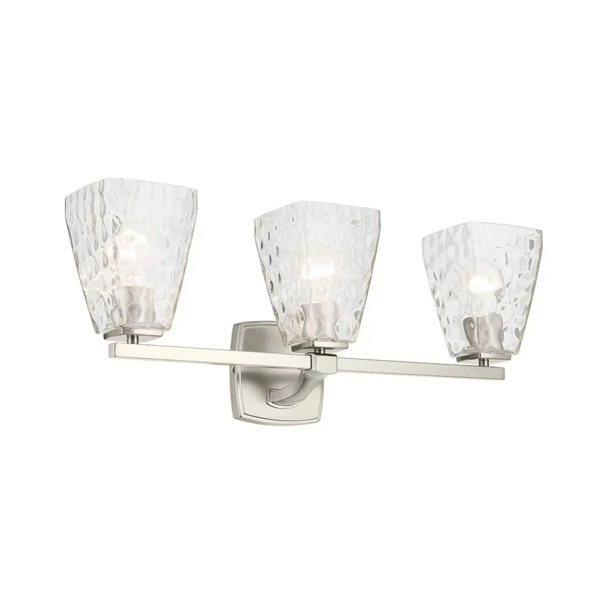 Kichler Marant 23.75 in. 3-Light Vanity Light, Brushed Nickel with Clear Water Glass Tapered Shade