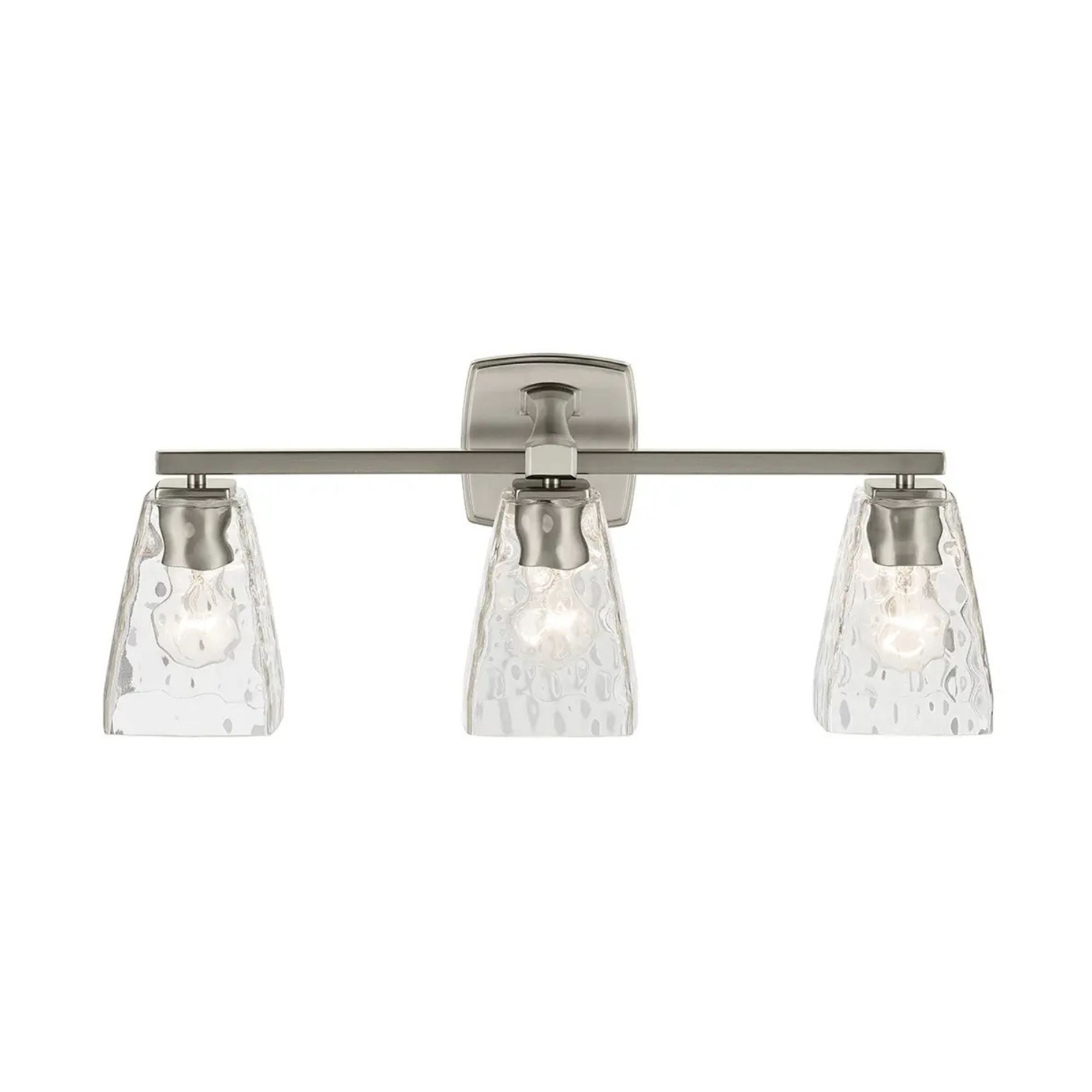 Kichler Marant 23.75 in. 3-Light Vanity Light, Brushed Nickel with Clear Water Glass Tapered Shade