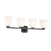 Kichler Marant 33.25 in. 4-Light Vanity Light, Black with Opal Glass Tapered Shade
