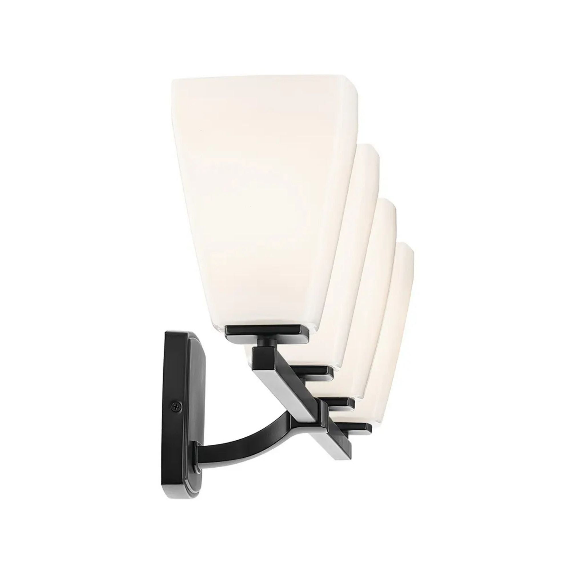 Kichler Marant 33.25 in. 4-Light Vanity Light, Black with Opal Glass Tapered Shade