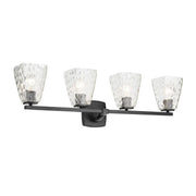 Kichler Marant 33.25 in. 4-Light Vanity Light, Black with Clear Water Glass Tapered Shade