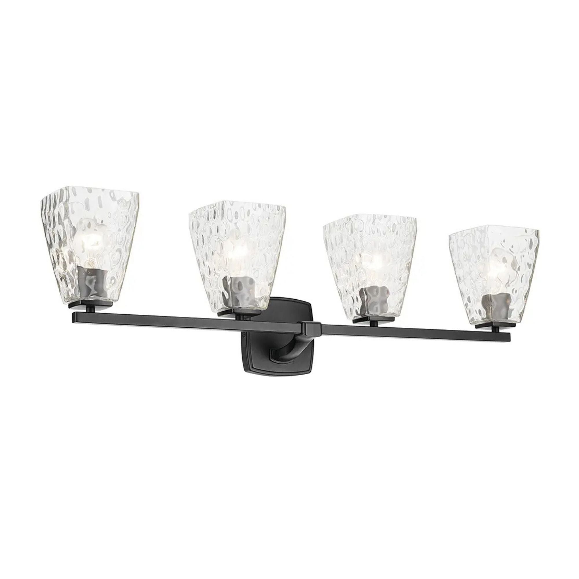 Kichler Marant 33.25 in. 4-Light Vanity Light, Black with Clear Water Glass Tapered Shade