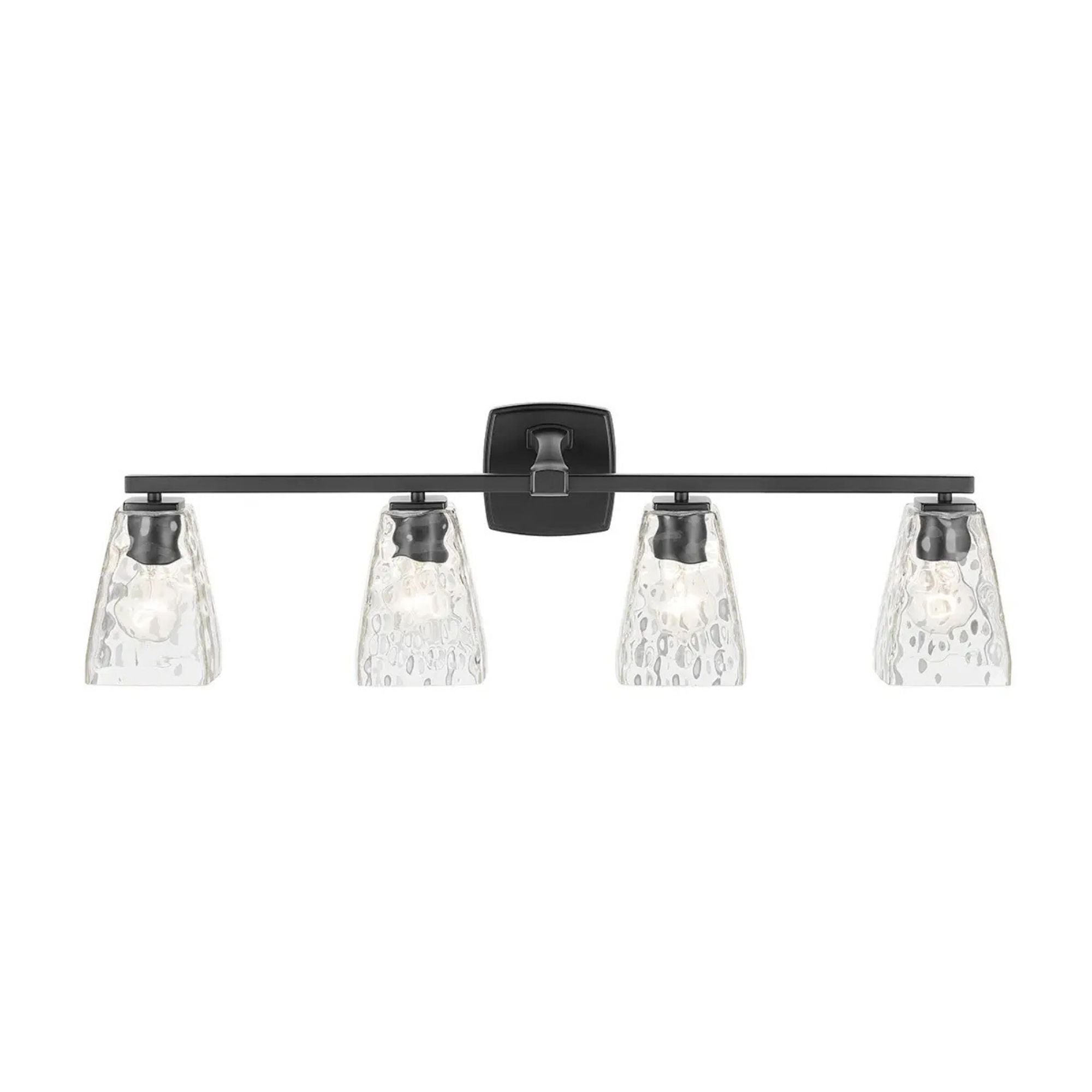 Kichler Marant 33.25 in. 4-Light Vanity Light, Black with Clear Water Glass Tapered Shade
