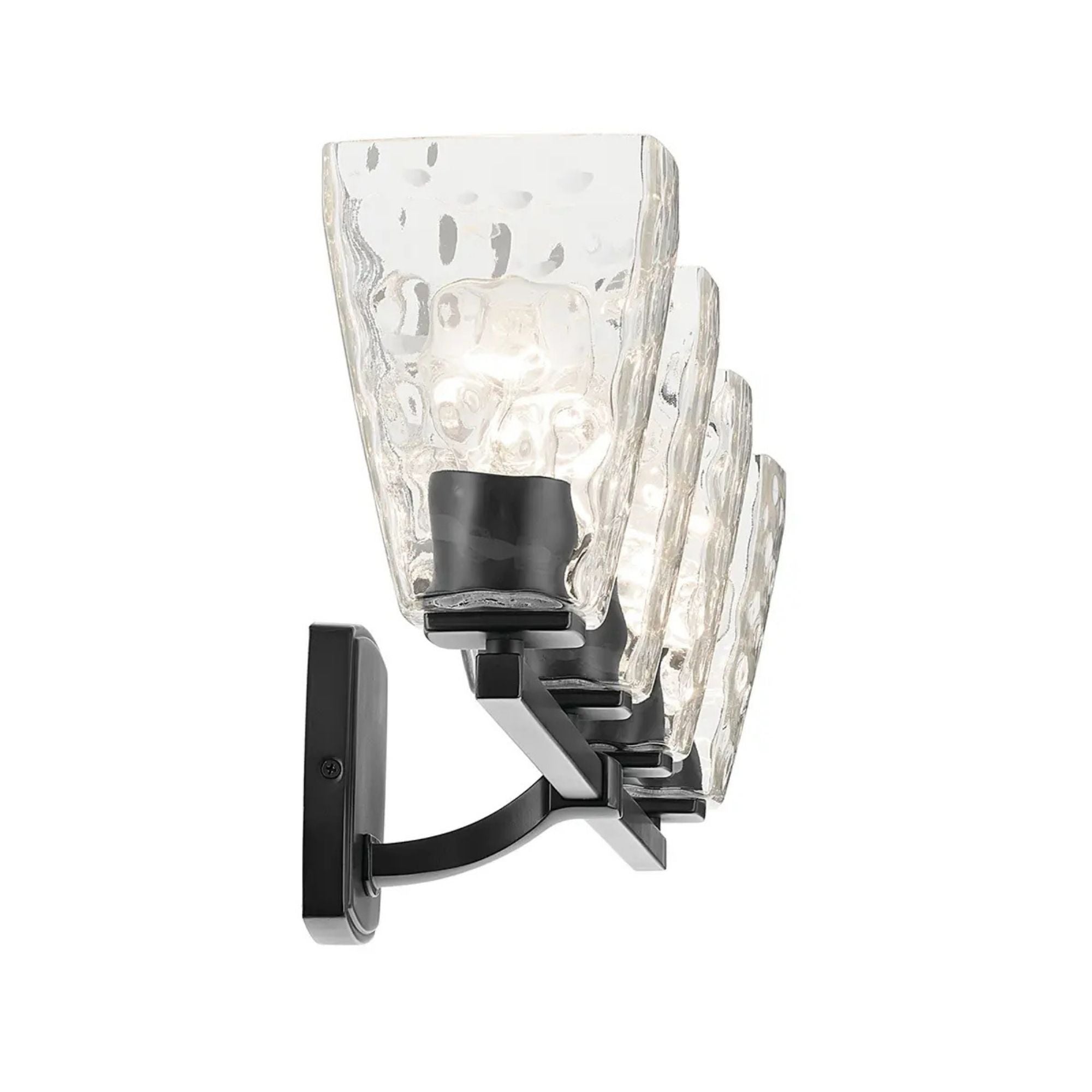 Kichler Marant 33.25 in. 4-Light Vanity Light, Black with Clear Water Glass Tapered Shade