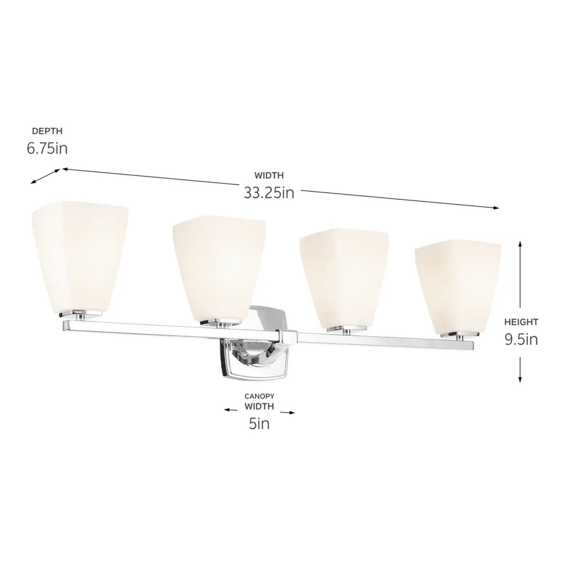Kichler Marant 33.25 in. 4-Light Vanity Light, Chrome with Glass Tapered Shade