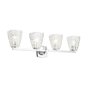 Kichler Marant 33.25 in. 4-Light Vanity Light, Chrome with Clear Water Glass Tapered Shade
