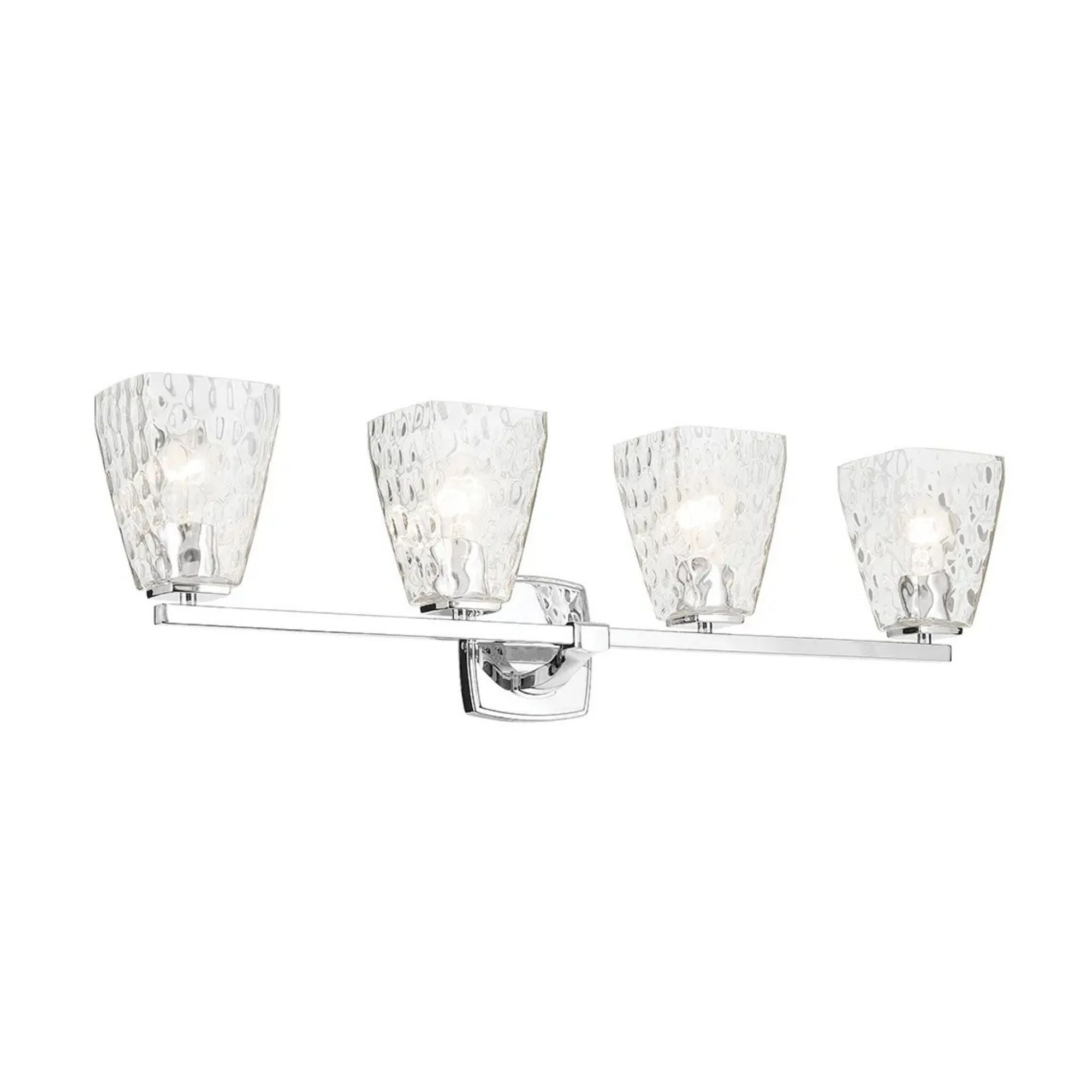 Kichler Marant 33.25 in. 4-Light Vanity Light, Chrome with Clear Water Glass Tapered Shade