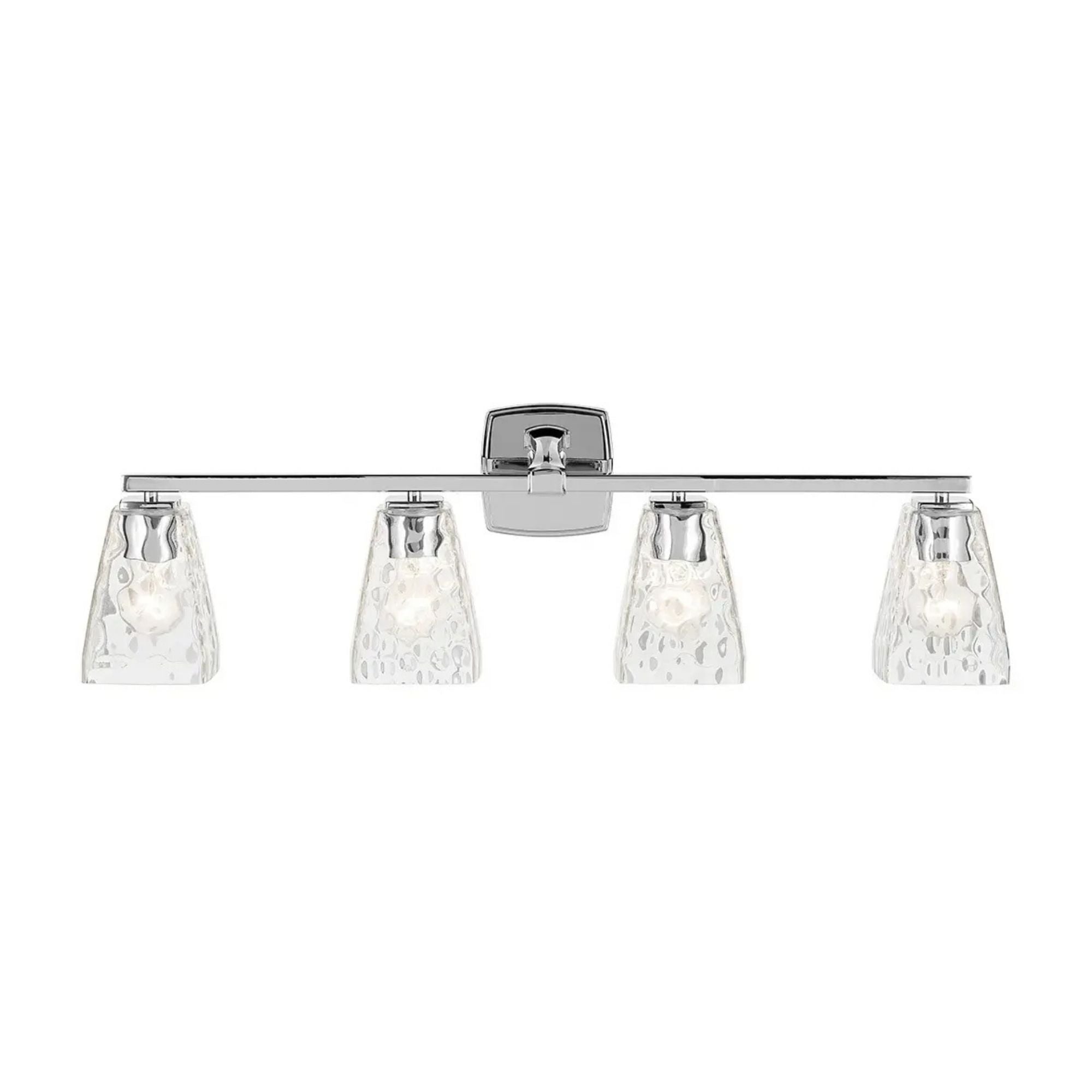 Kichler Marant 33.25 in. 4-Light Vanity Light, Chrome with Clear Water Glass Tapered Shade