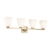 Kichler Marant 33.25 in. 4-Light Vanity, Champagne Bronze with Opal Glass Tapered Shade