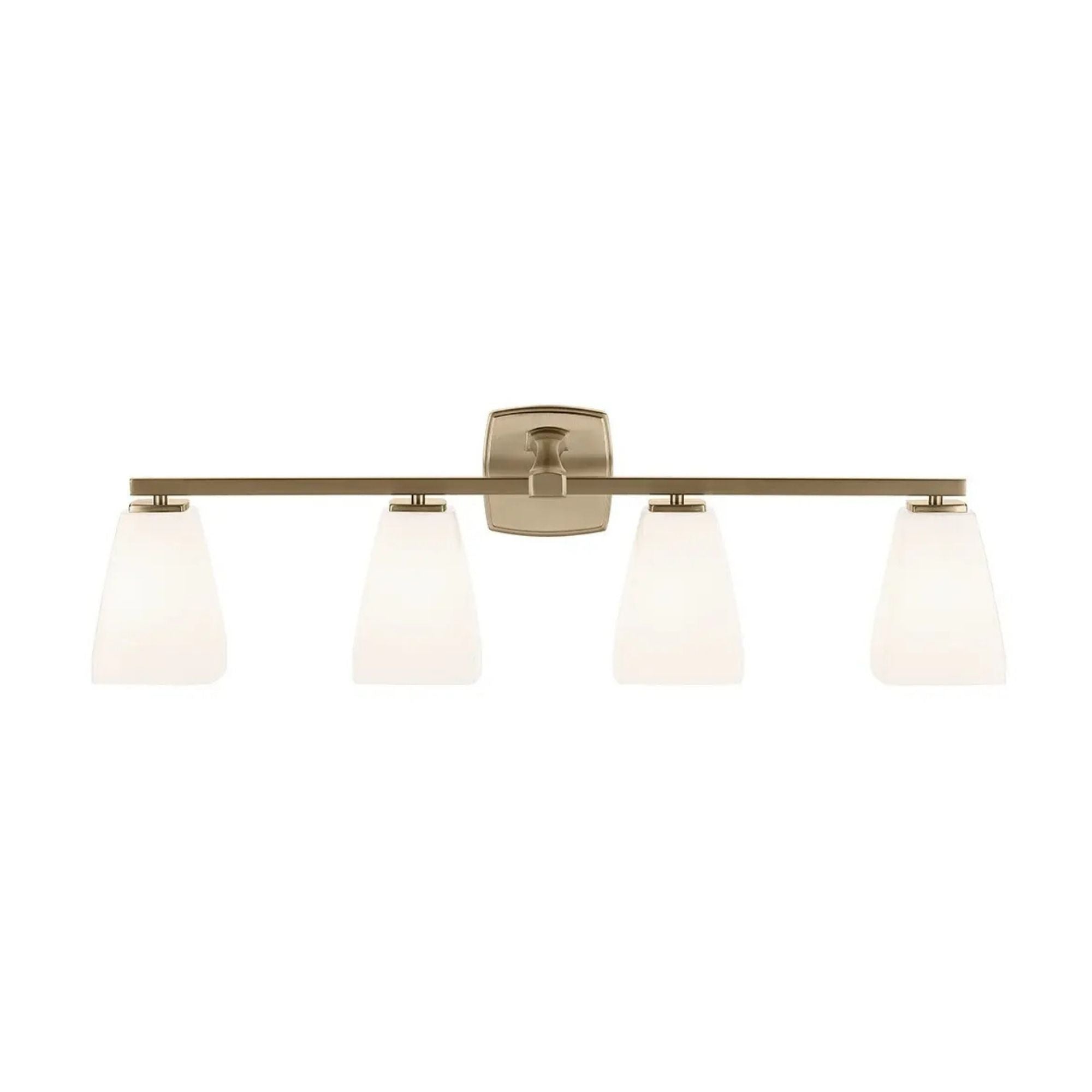 Kichler Marant 33.25 in. 4-Light Vanity, Champagne Bronze with Opal Glass Tapered Shade