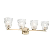 Kichler Marant 33.25 in. 4-Light Vanity, Champagne Bronze with Clear Water Glass Tapered Shade