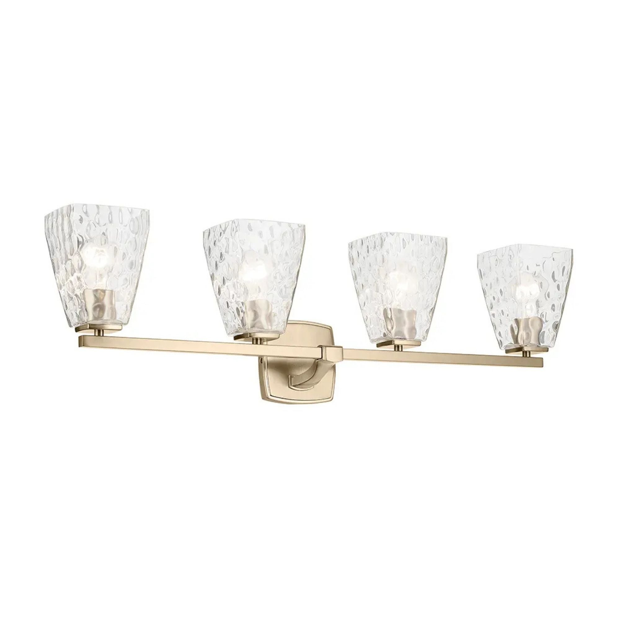 Kichler Marant 33.25 in. 4-Light Vanity, Champagne Bronze with Clear Water Glass Tapered Shade