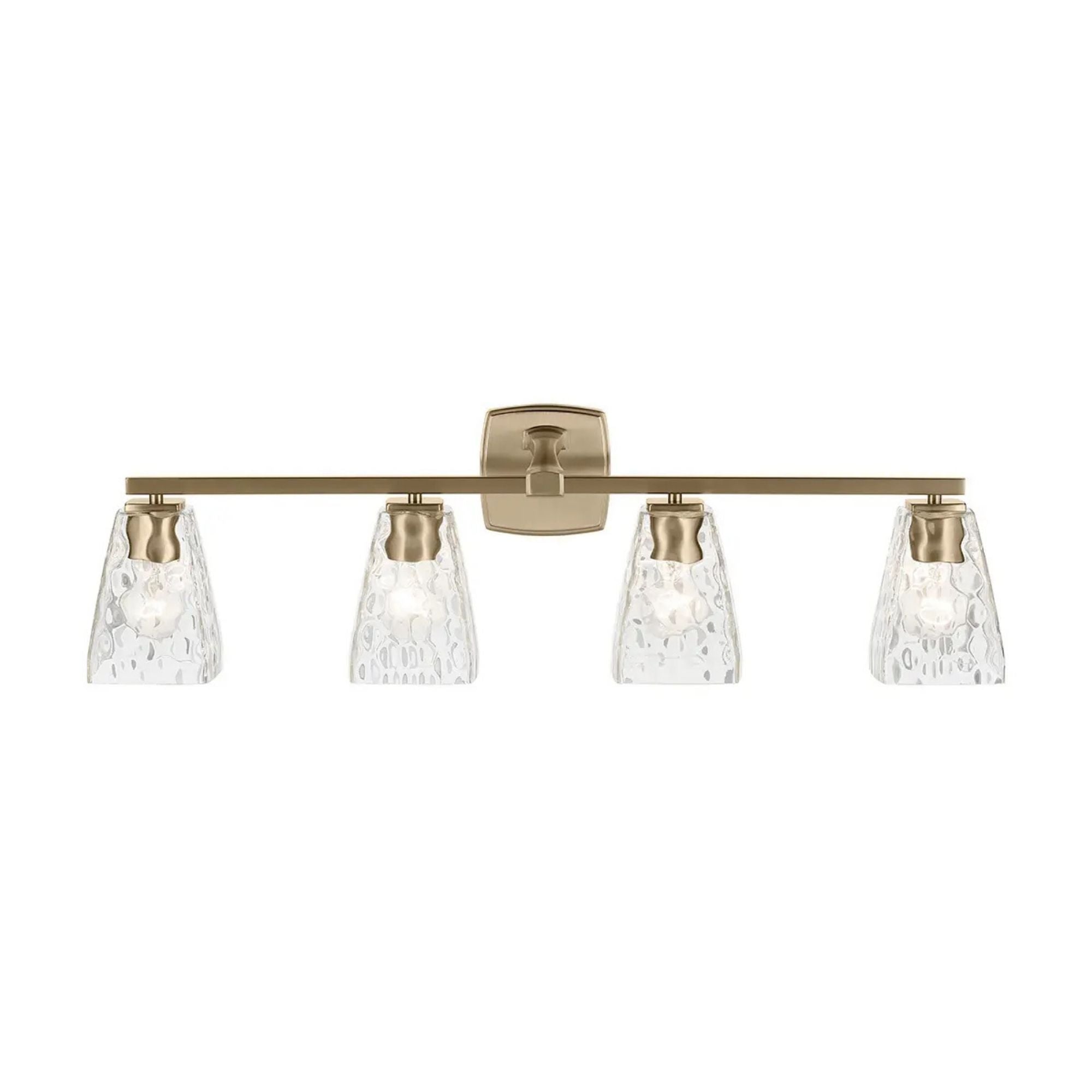 Kichler Marant 33.25 in. 4-Light Vanity, Champagne Bronze with Clear Water Glass Tapered Shade