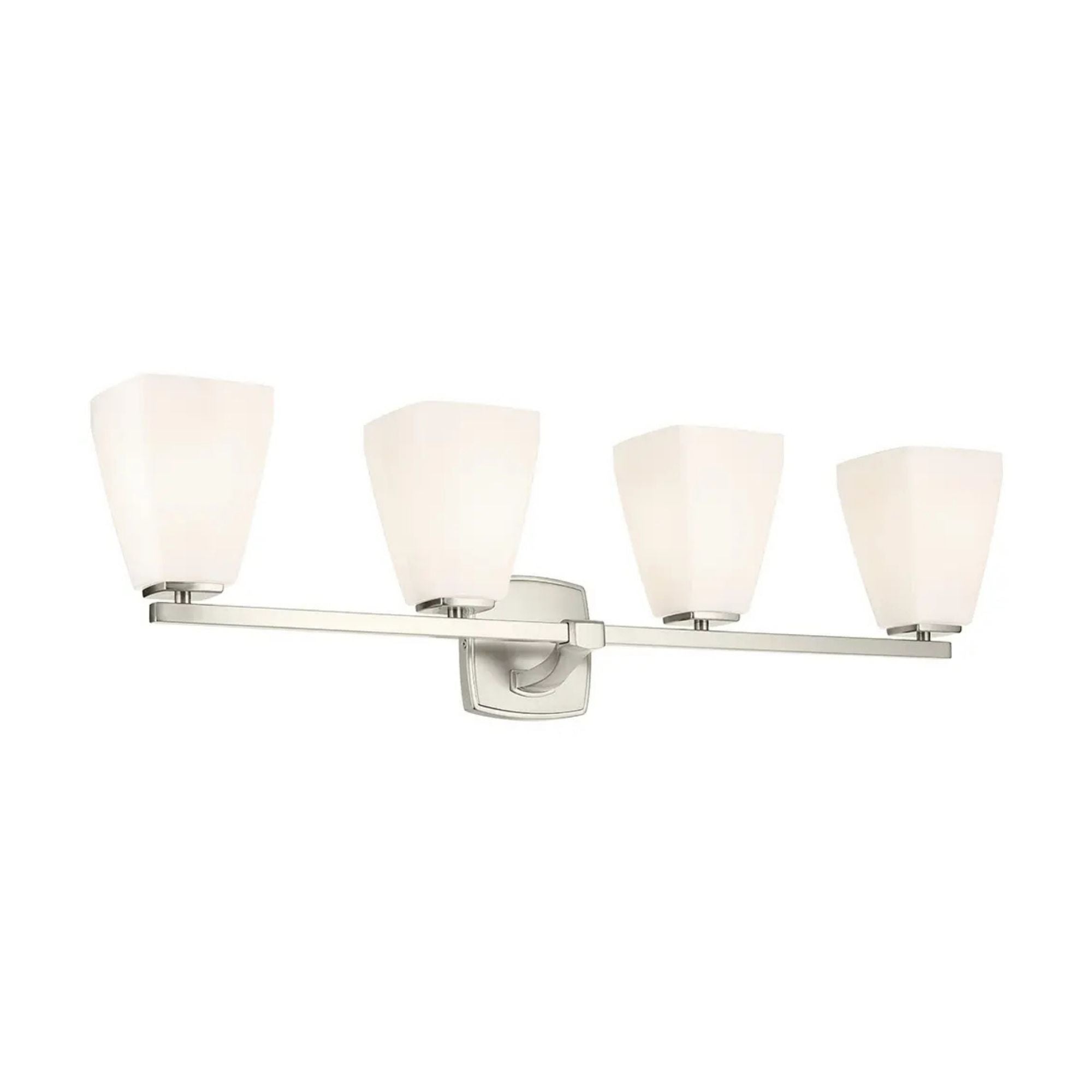 Kichler Marant 33.25 in. 4-Light Vanity Light, Brushed Nickel with Opal Glass Tapered Shade