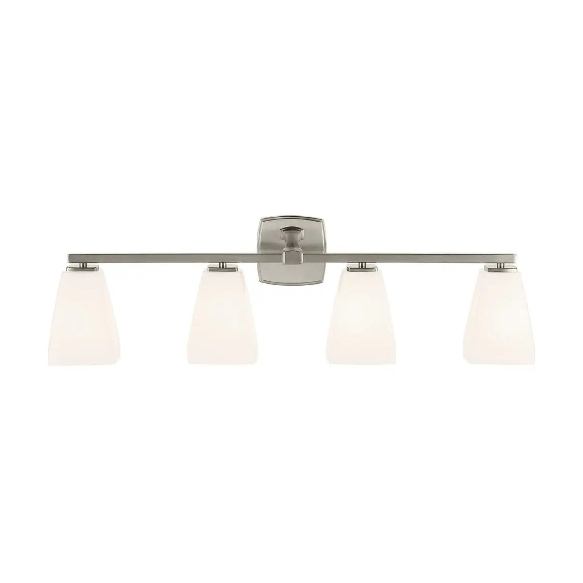 Kichler Marant 33.25 in. 4-Light Vanity Light, Brushed Nickel with Opal Glass Tapered Shade