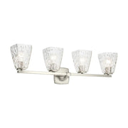Kichler Marant 33.25 in. 4-Light Vanity Light, Brushed Nickel with Clear Water Glass Tapered Shade