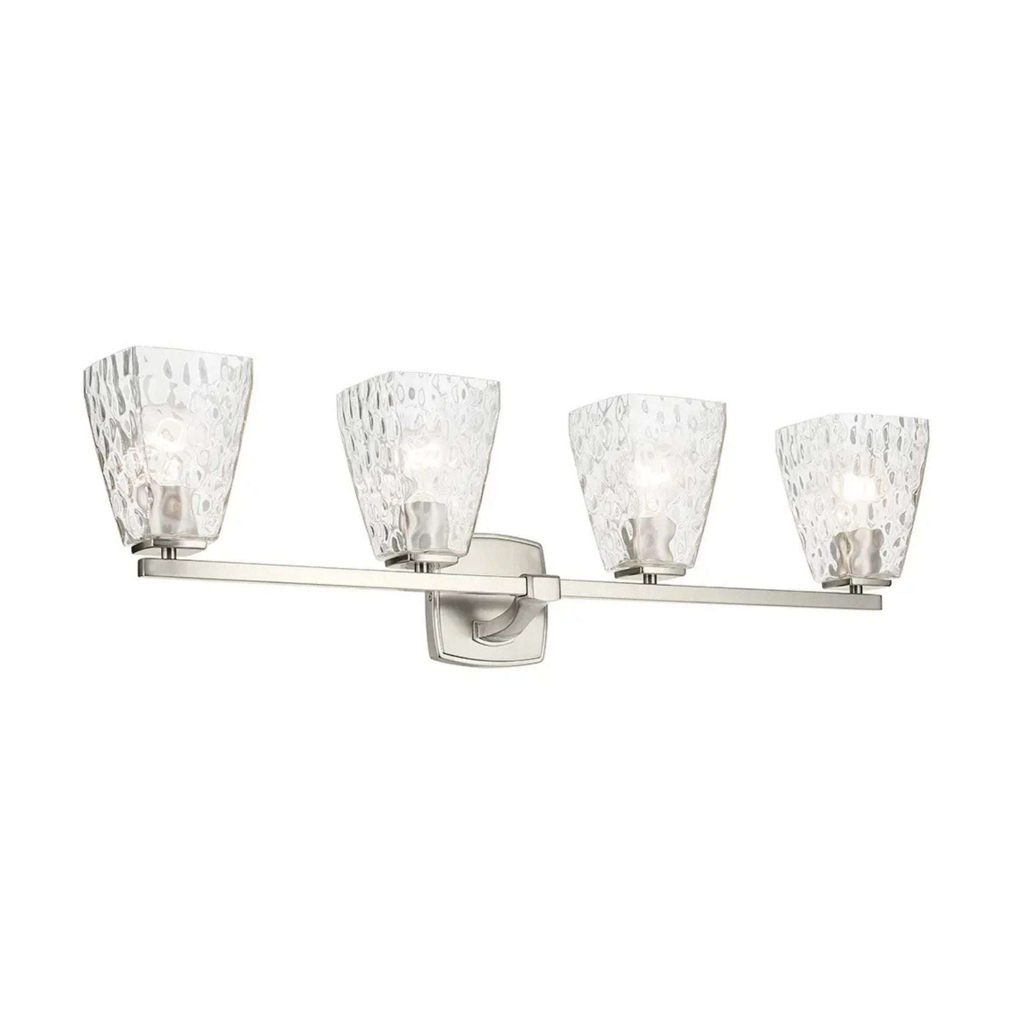 Kichler Marant 33.25 in. 4-Light Vanity Light, Brushed Nickel with Clear Water Glass Tapered Shade