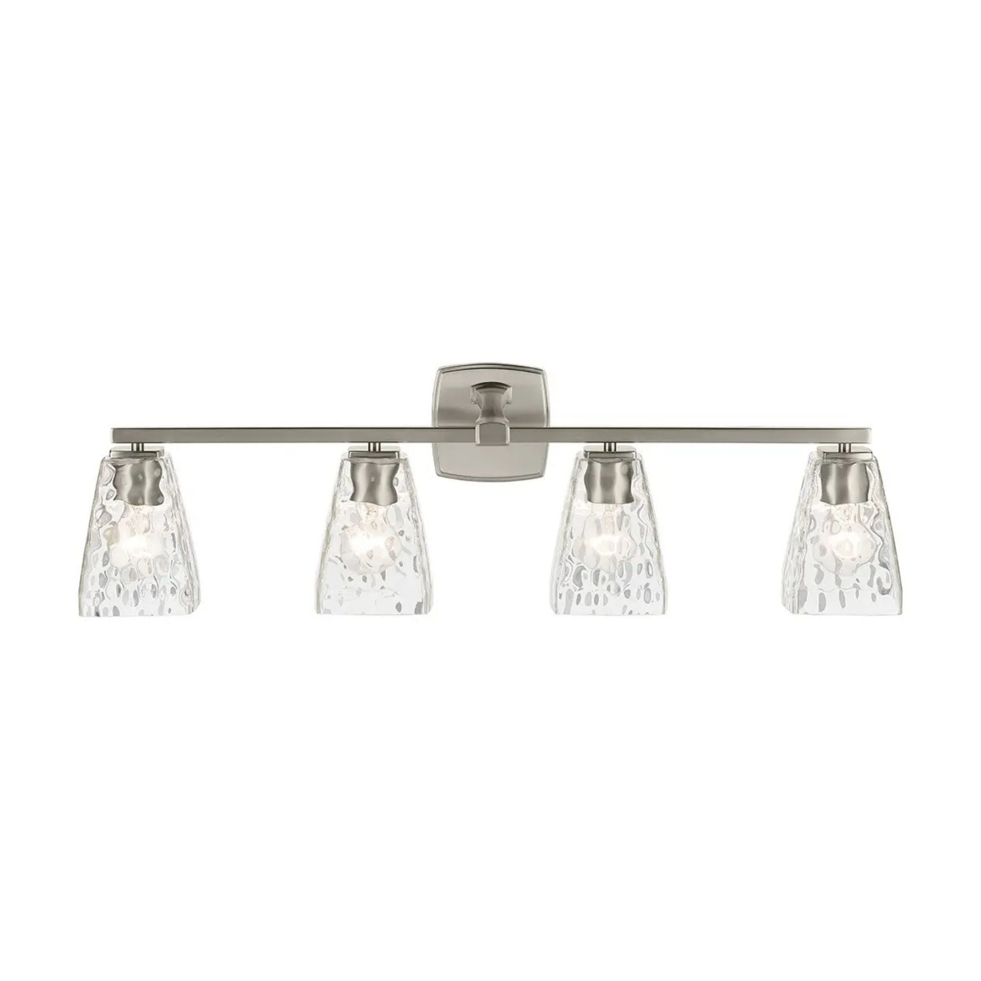 Kichler Marant 33.25 in. 4-Light Vanity Light, Brushed Nickel with Clear Water Glass Tapered Shade