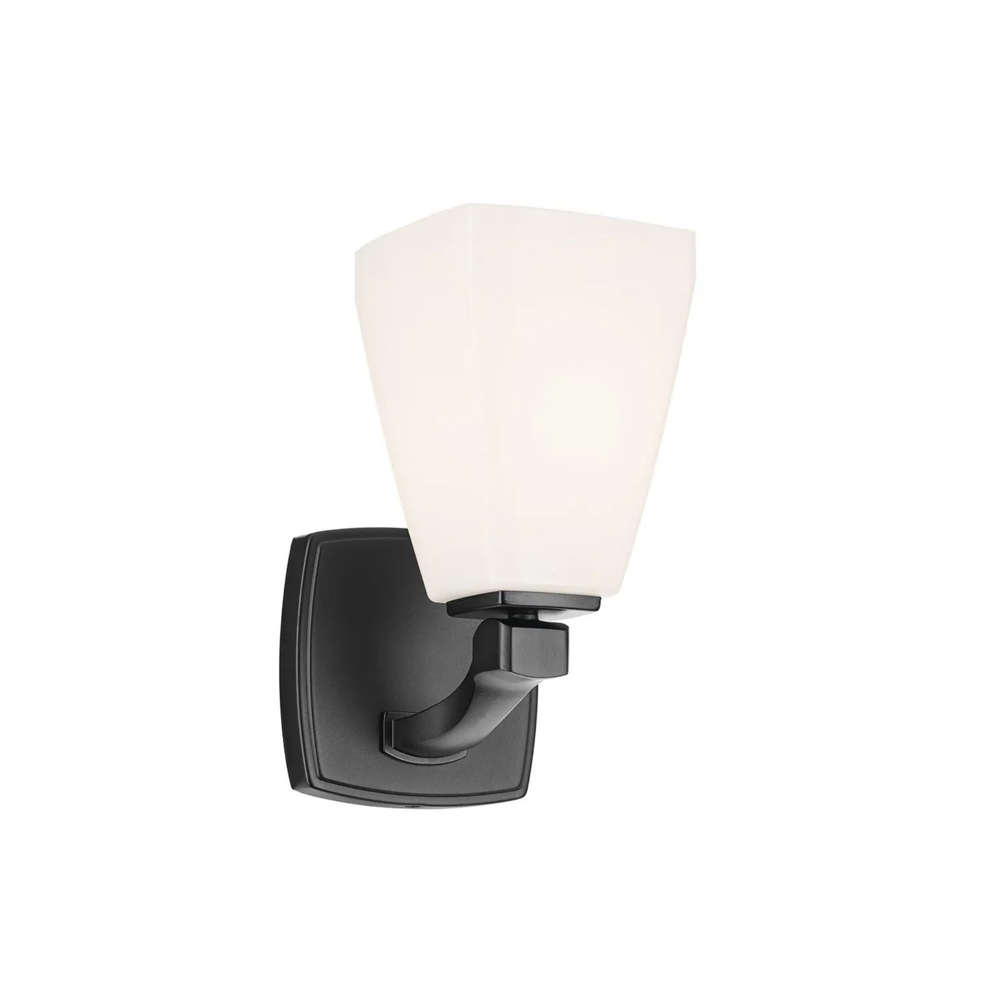Kichler Marant 9.5 in. Wall Sconce, Black with Opal Glass Tapered Shade