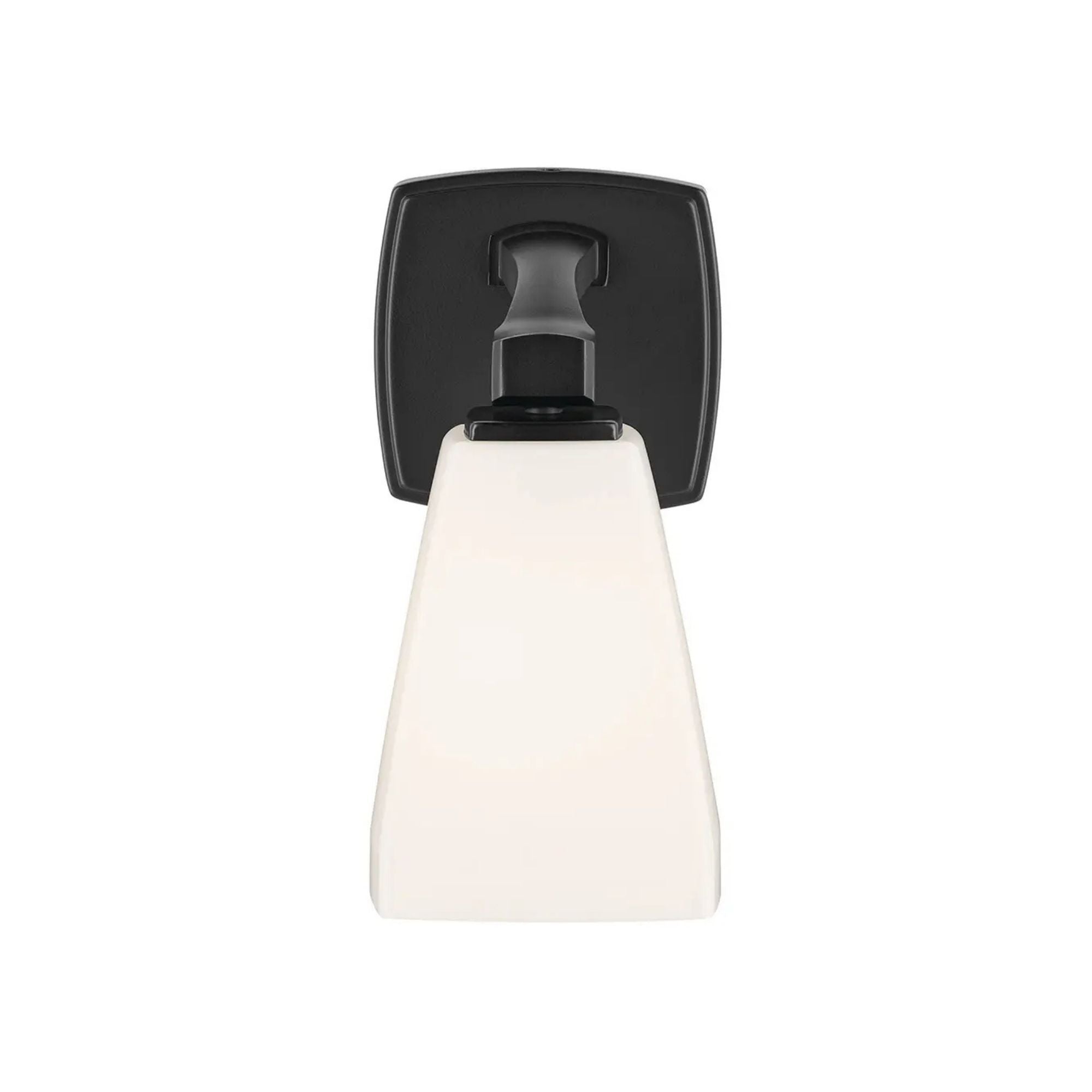 Kichler Marant 9.5 in. Wall Sconce, Black with Opal Glass Tapered Shade