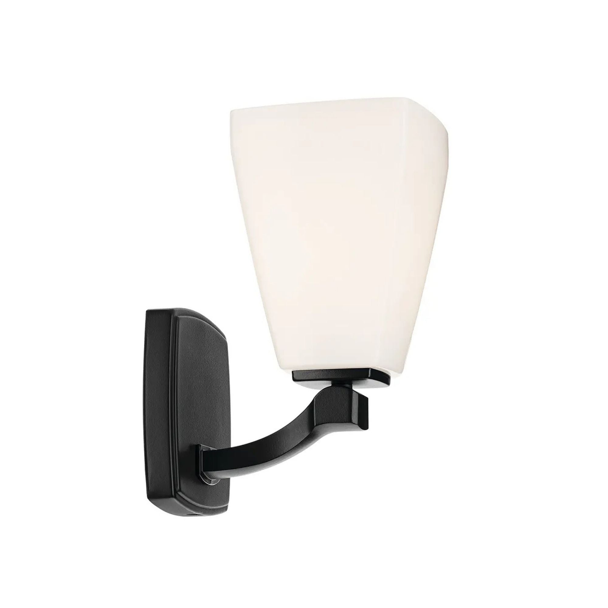 Kichler Marant 9.5 in. Wall Sconce, Black with Opal Glass Tapered Shade