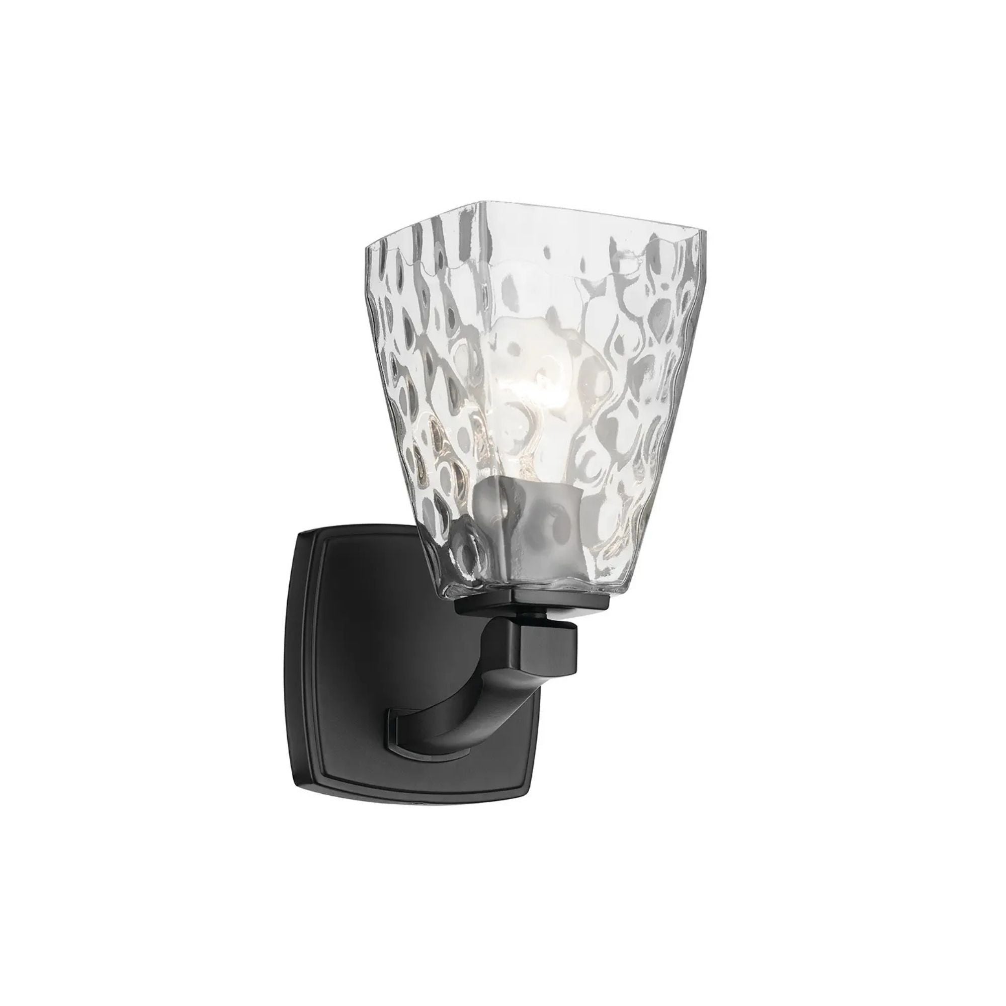 Kichler Marant 9.5 in. Wall Sconce, Black with Clear Water Glass Tapered Shade