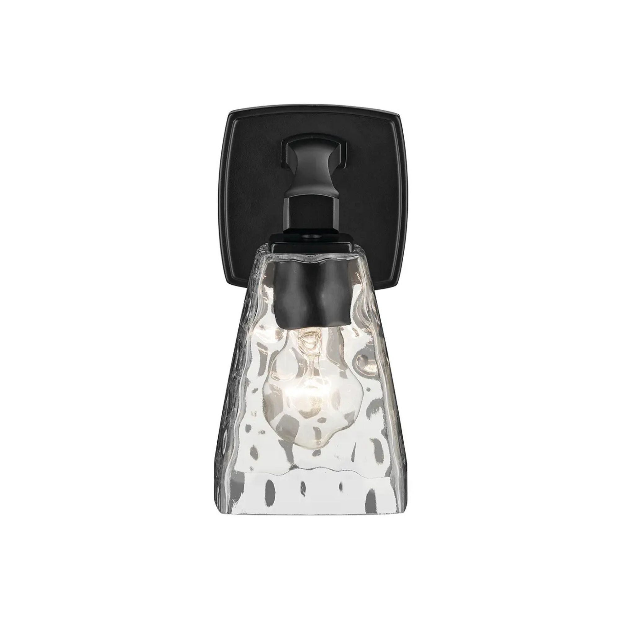 Kichler Marant 9.5 in. Wall Sconce, Black with Clear Water Glass Tapered Shade