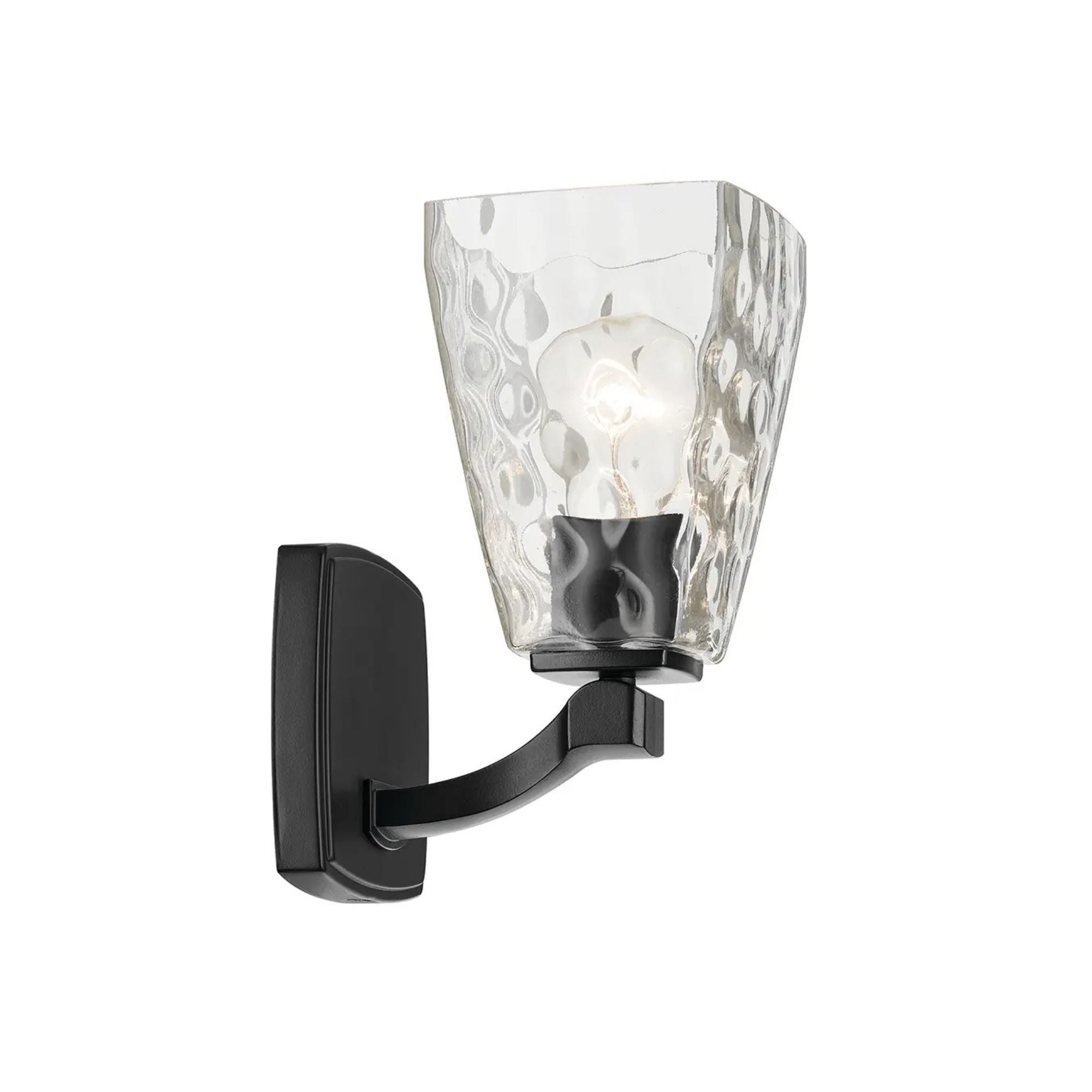 Kichler Marant 9.5 in. Wall Sconce, Black with Clear Water Glass Tapered Shade