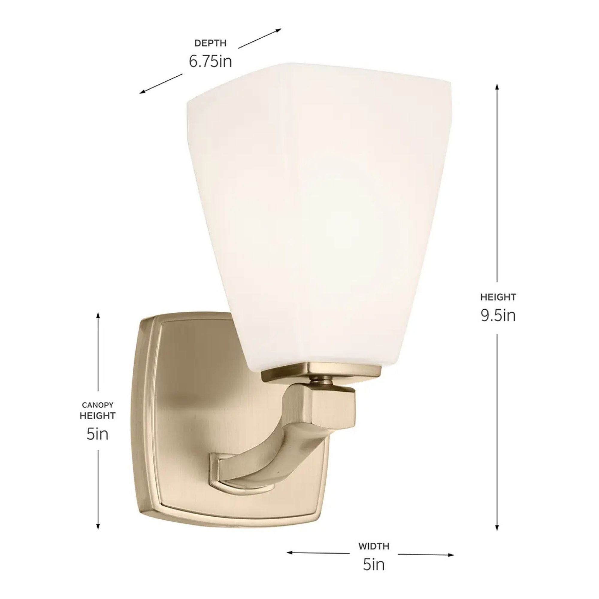 Kichler Marant 9.5 in. Wall Sconce, Champagne Bronze with Opal Glass Tapered Shade