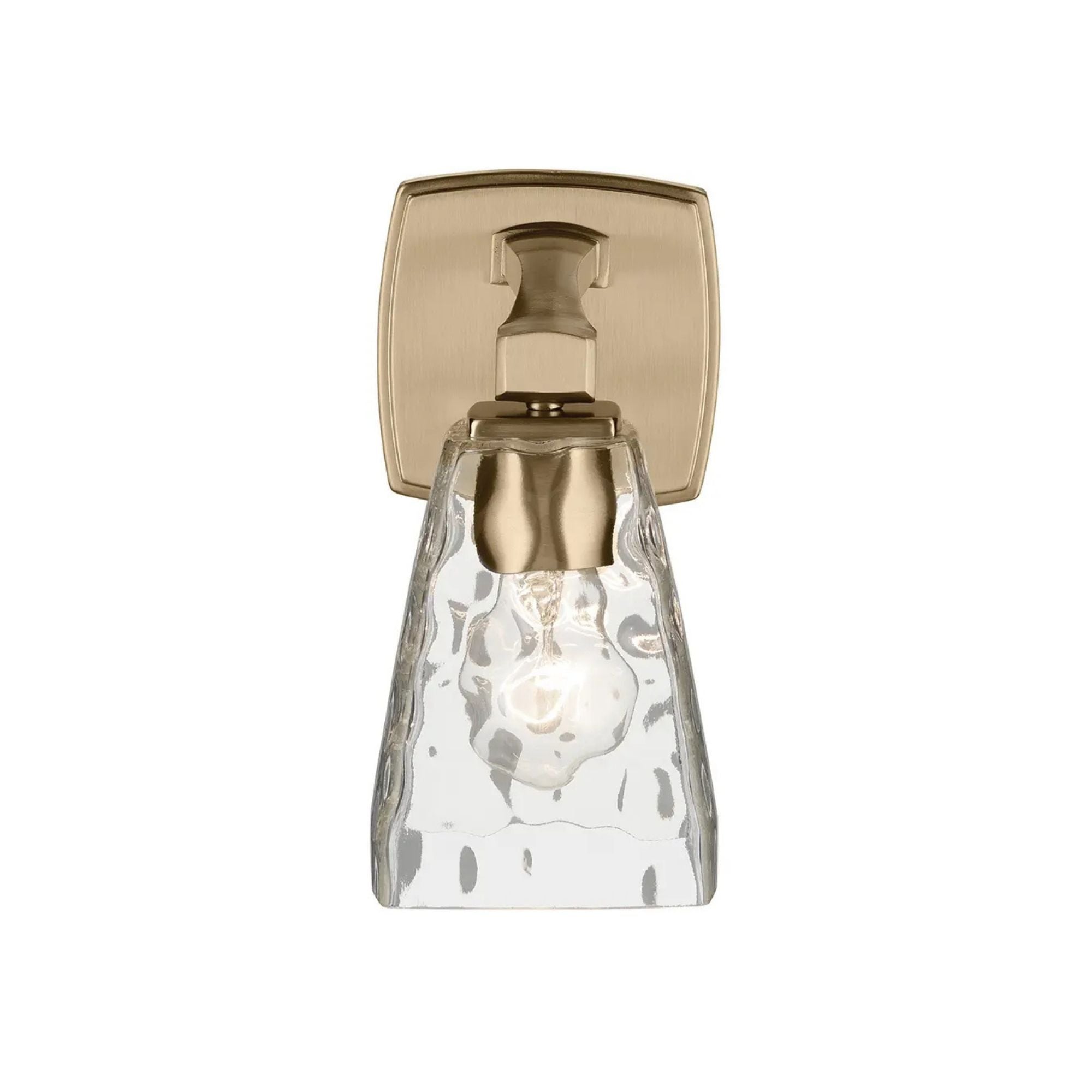 Kichler Marant 9.5 in. Wall Sconce, Champagne Bronze with Clear Water Glass Tapered Shade