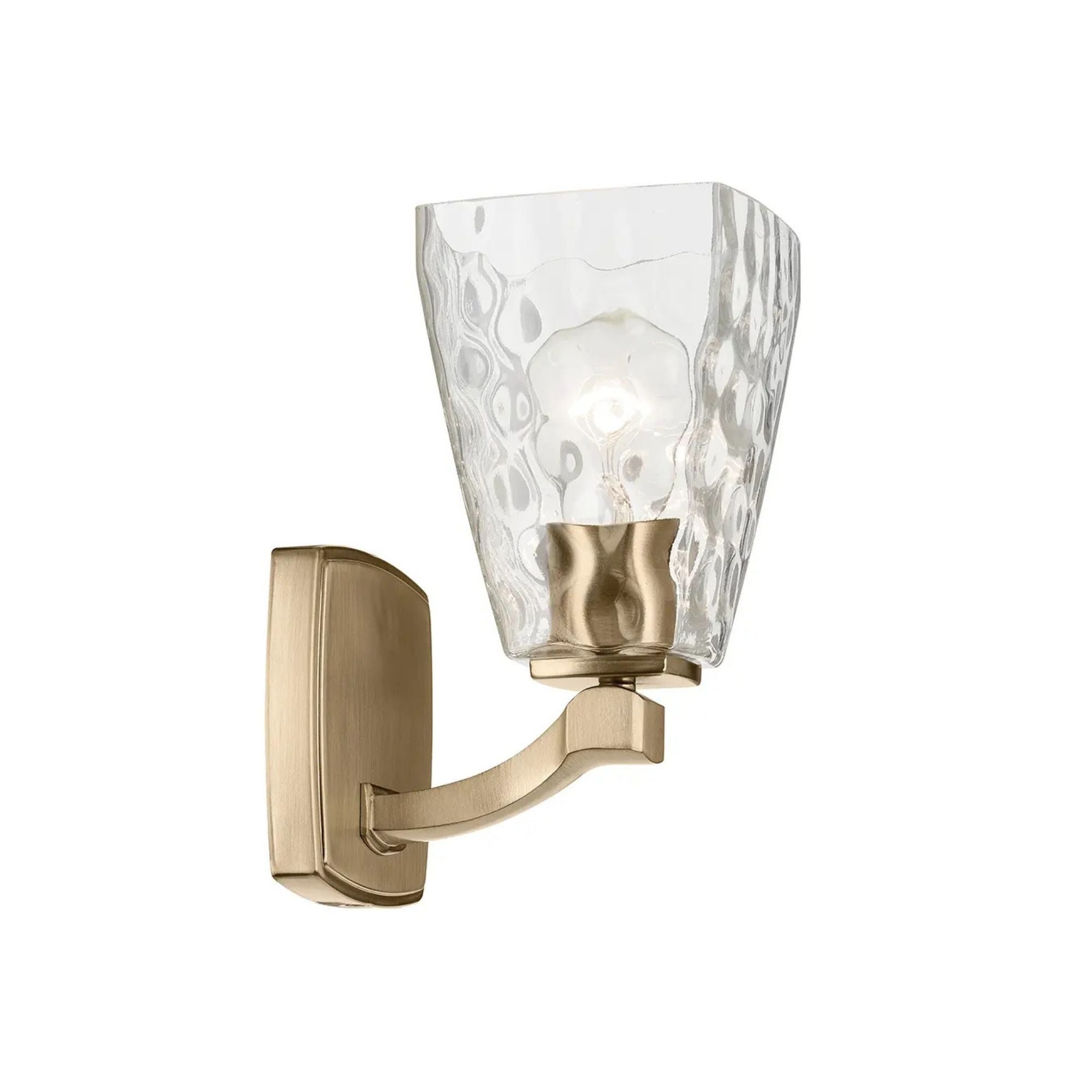Kichler Marant 9.5 in. Wall Sconce, Champagne Bronze with Clear Water Glass Tapered Shade