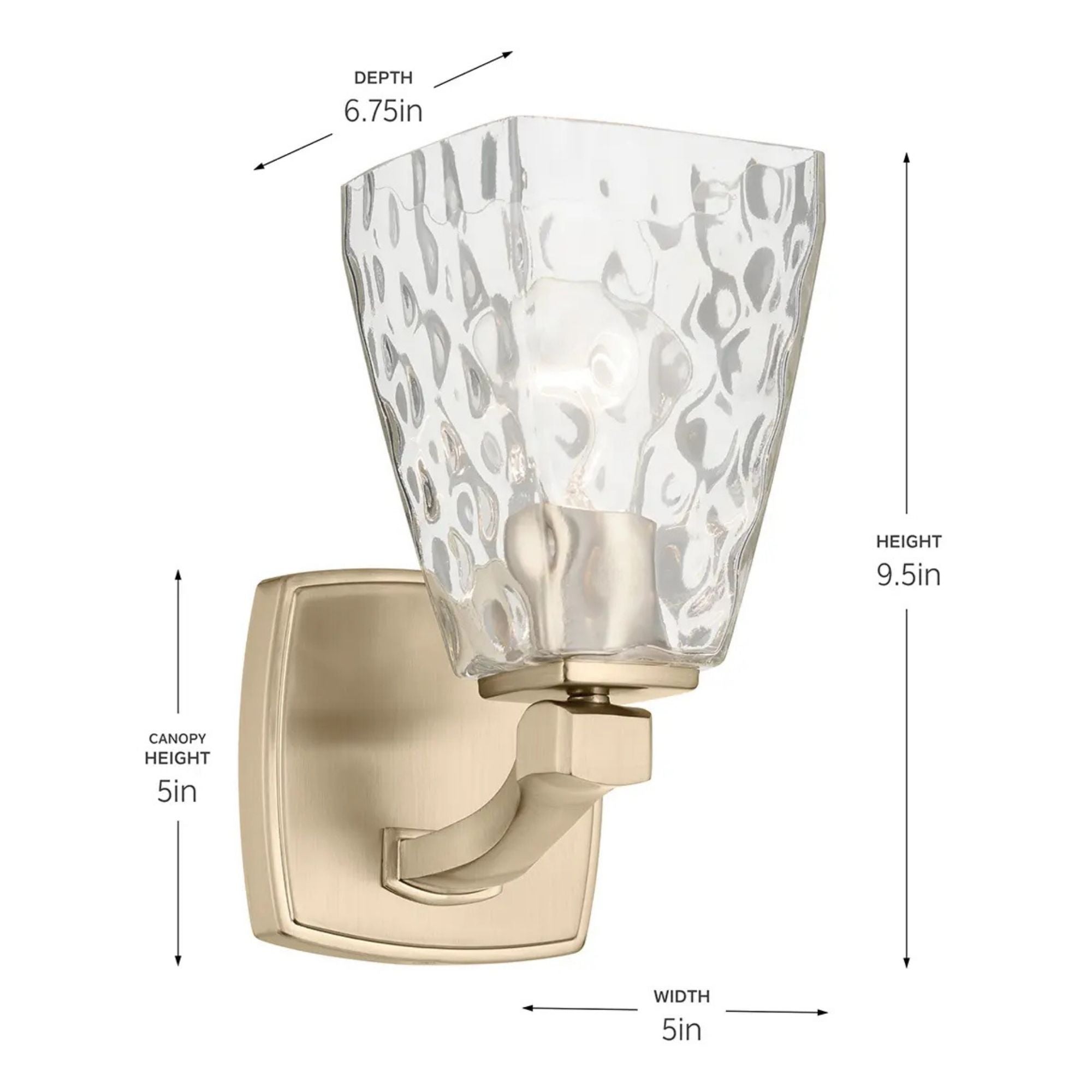Kichler Marant 9.5 in. Wall Sconce, Champagne Bronze with Clear Water Glass Tapered Shade