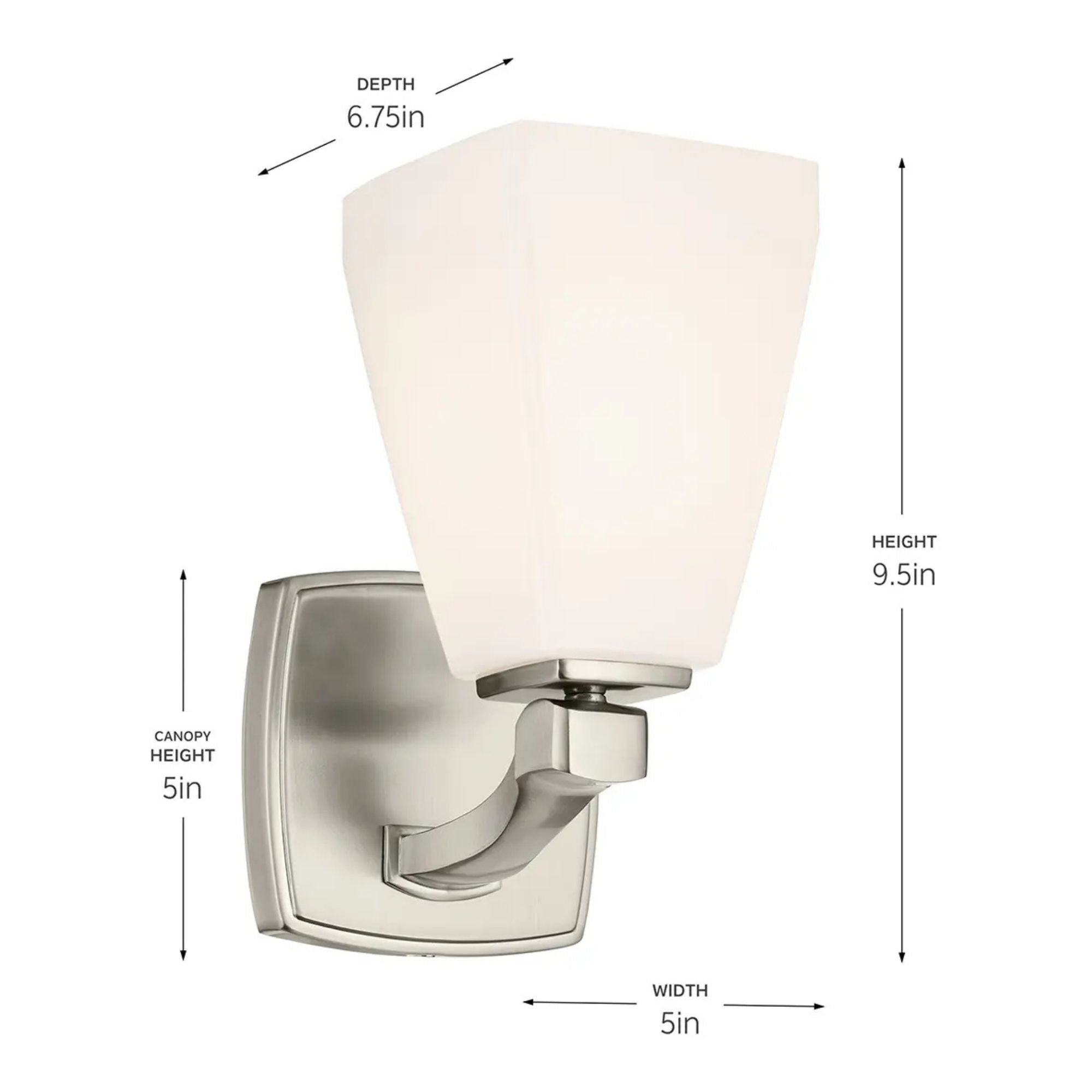 Kichler Marant 9.5 in. Wall Sconce, Brushed Nickel with Glass Tapered Shade