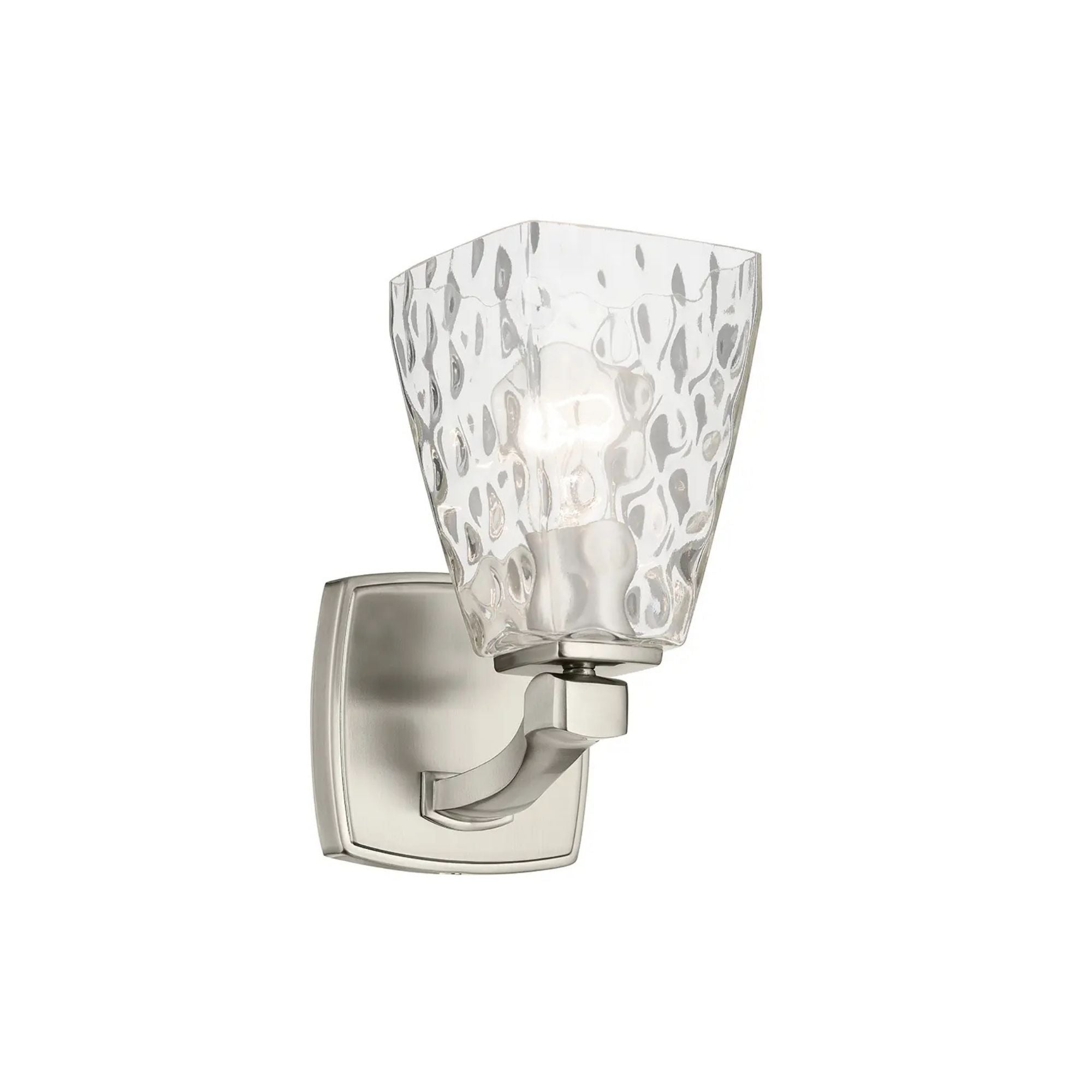 Kichler Marant 9.5 in. Wall Sconce, Brushed Nickel with Clear Water Glass Tapered Shade