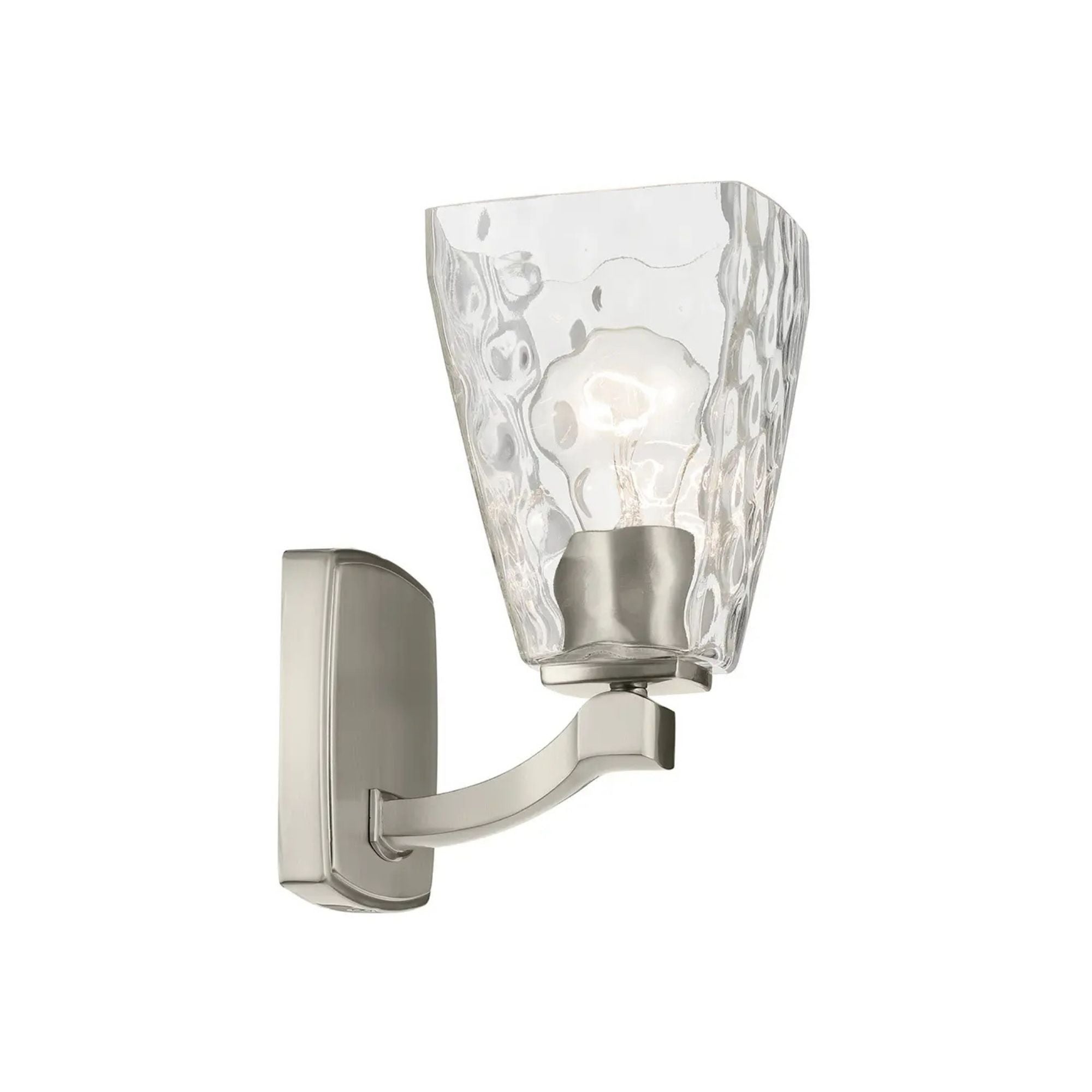 Kichler Marant 9.5 in. Wall Sconce, Brushed Nickel with Clear Water Glass Tapered Shade
