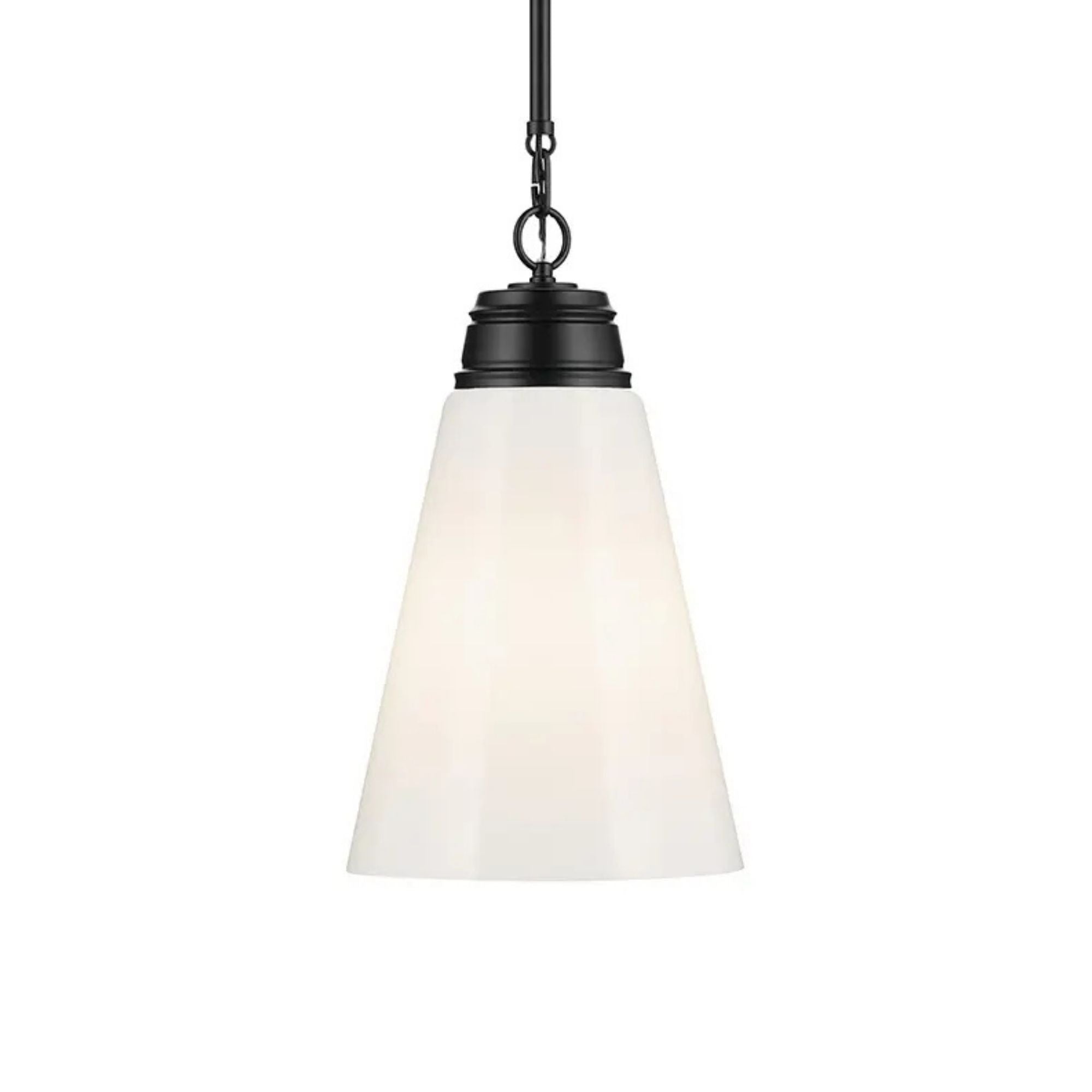 Marsailli 12" Pendant, Black Finish, Opal Glass