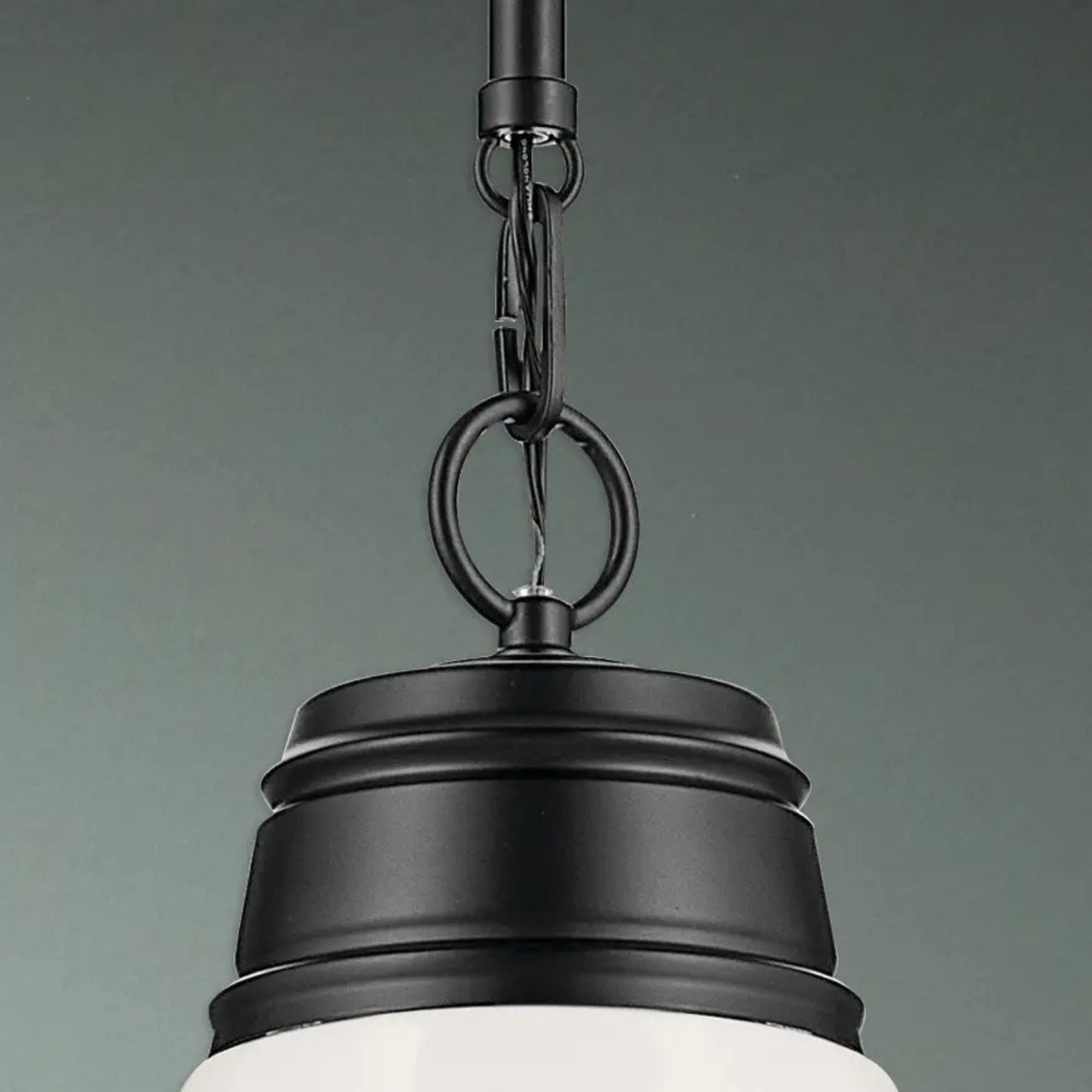 Marsailli 12" Pendant, Black Finish, Opal Glass